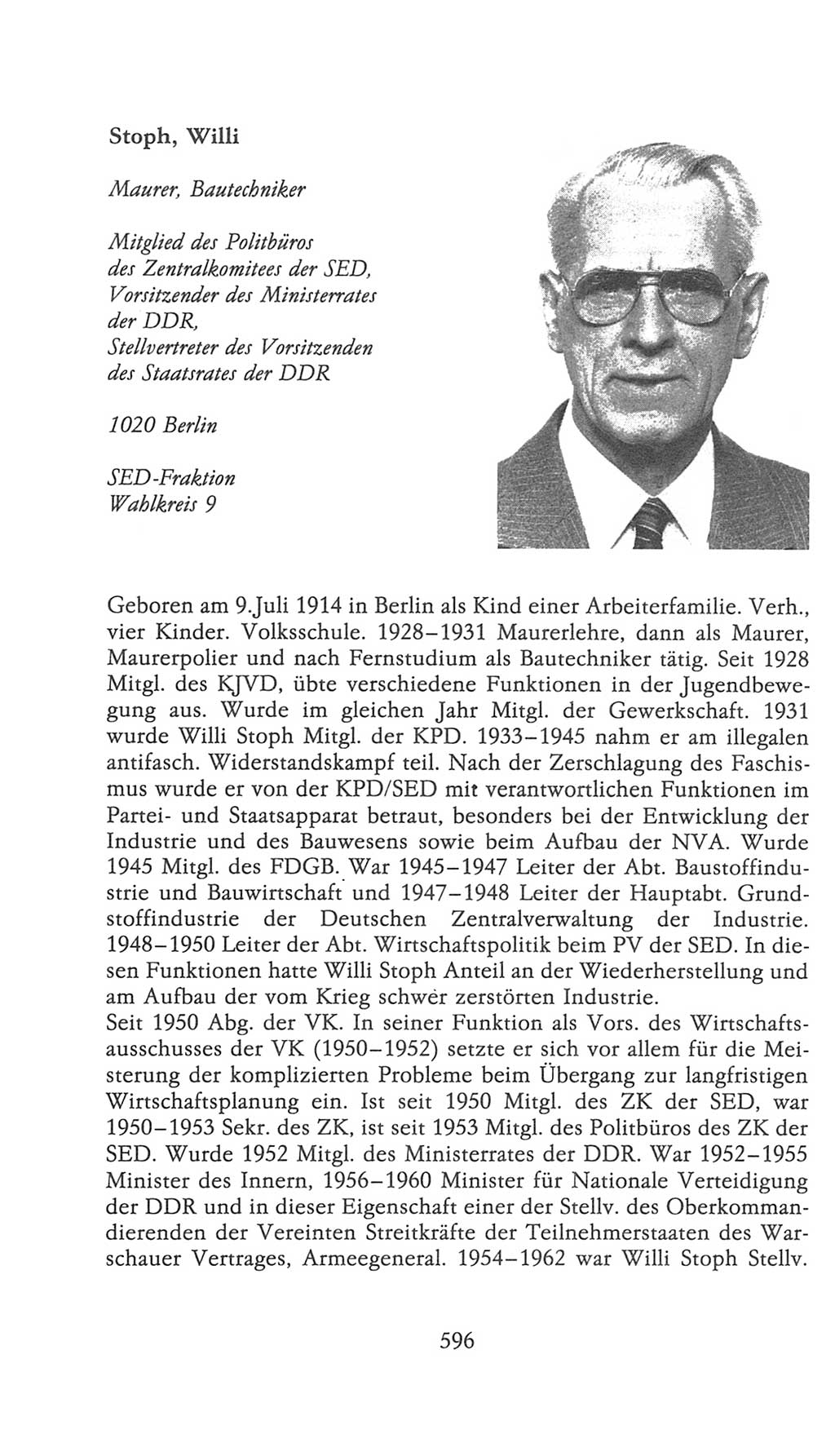 Volkskammer (VK) der Deutschen Demokratischen Republik (DDR), 9. Wahlperiode 1986-1990, Seite 596 (VK. DDR 9. WP. 1986-1990, S. 596)