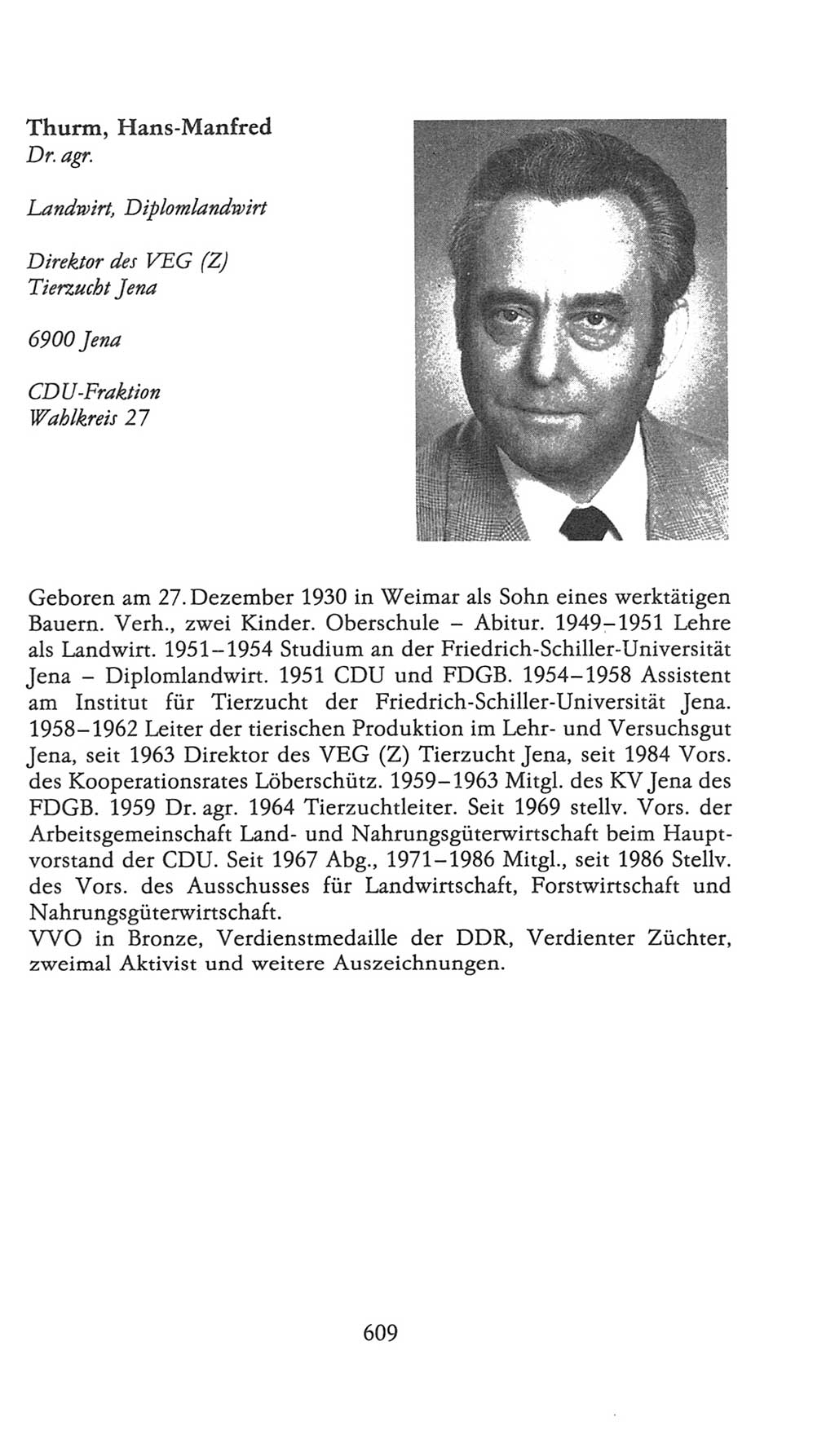 Volkskammer (VK) der Deutschen Demokratischen Republik (DDR), 9. Wahlperiode 1986-1990, Seite 609 (VK. DDR 9. WP. 1986-1990, S. 609)