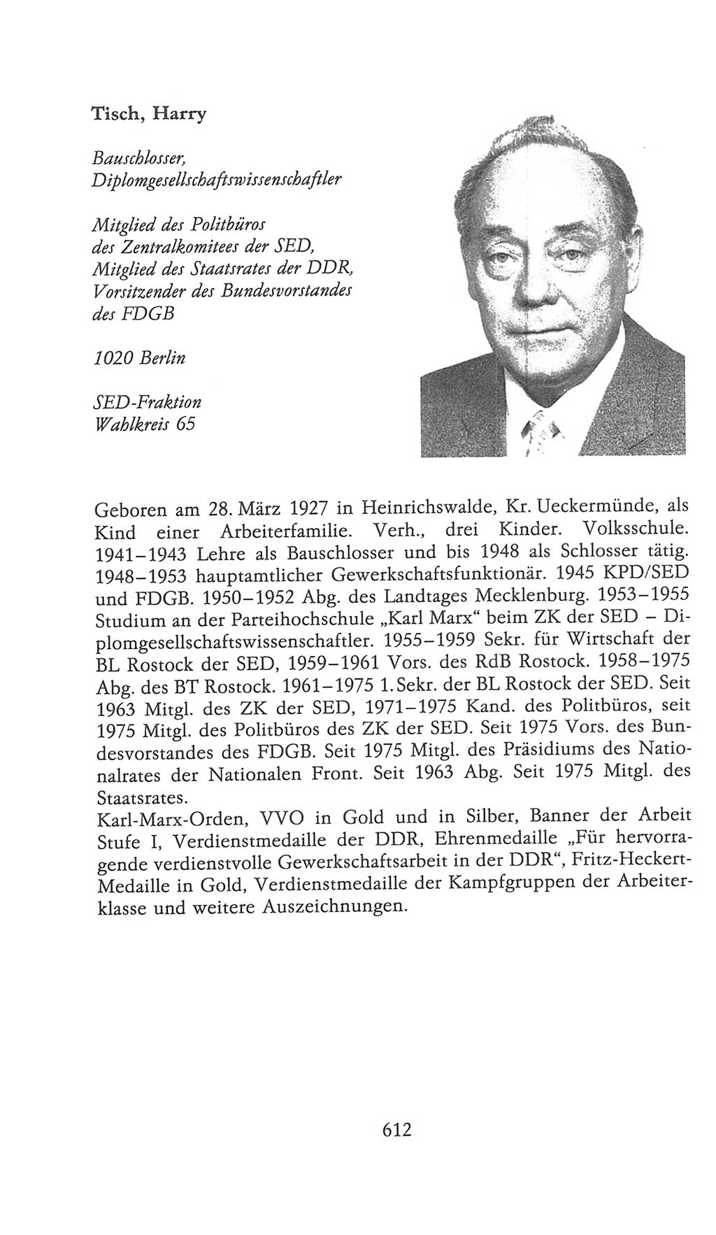 Volkskammer (VK) der Deutschen Demokratischen Republik (DDR), 9. Wahlperiode 1986-1990, Seite 612 (VK. DDR 9. WP. 1986-1990, S. 612)