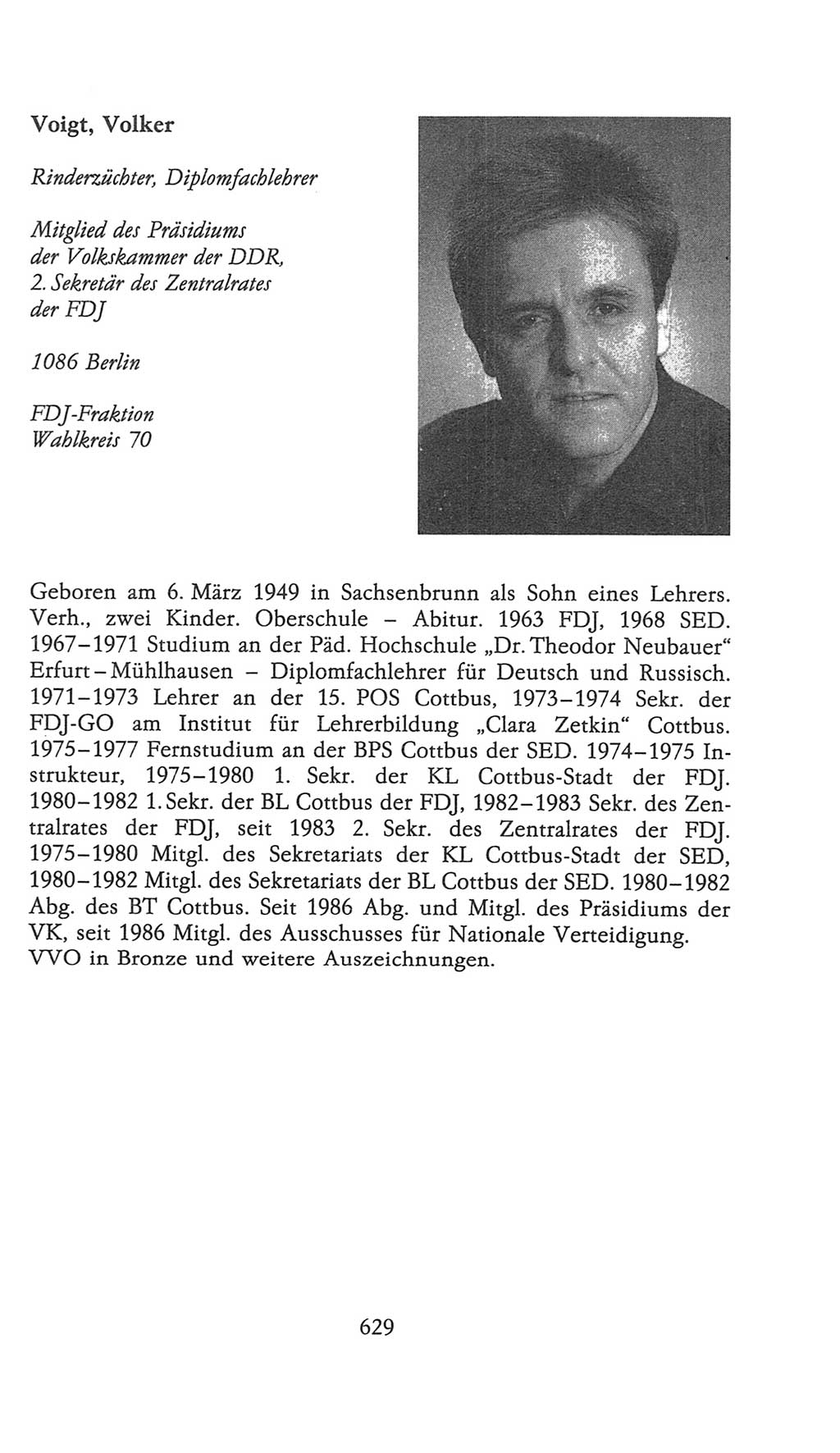 Volkskammer (VK) der Deutschen Demokratischen Republik (DDR), 9. Wahlperiode 1986-1990, Seite 629 (VK. DDR 9. WP. 1986-1990, S. 629)