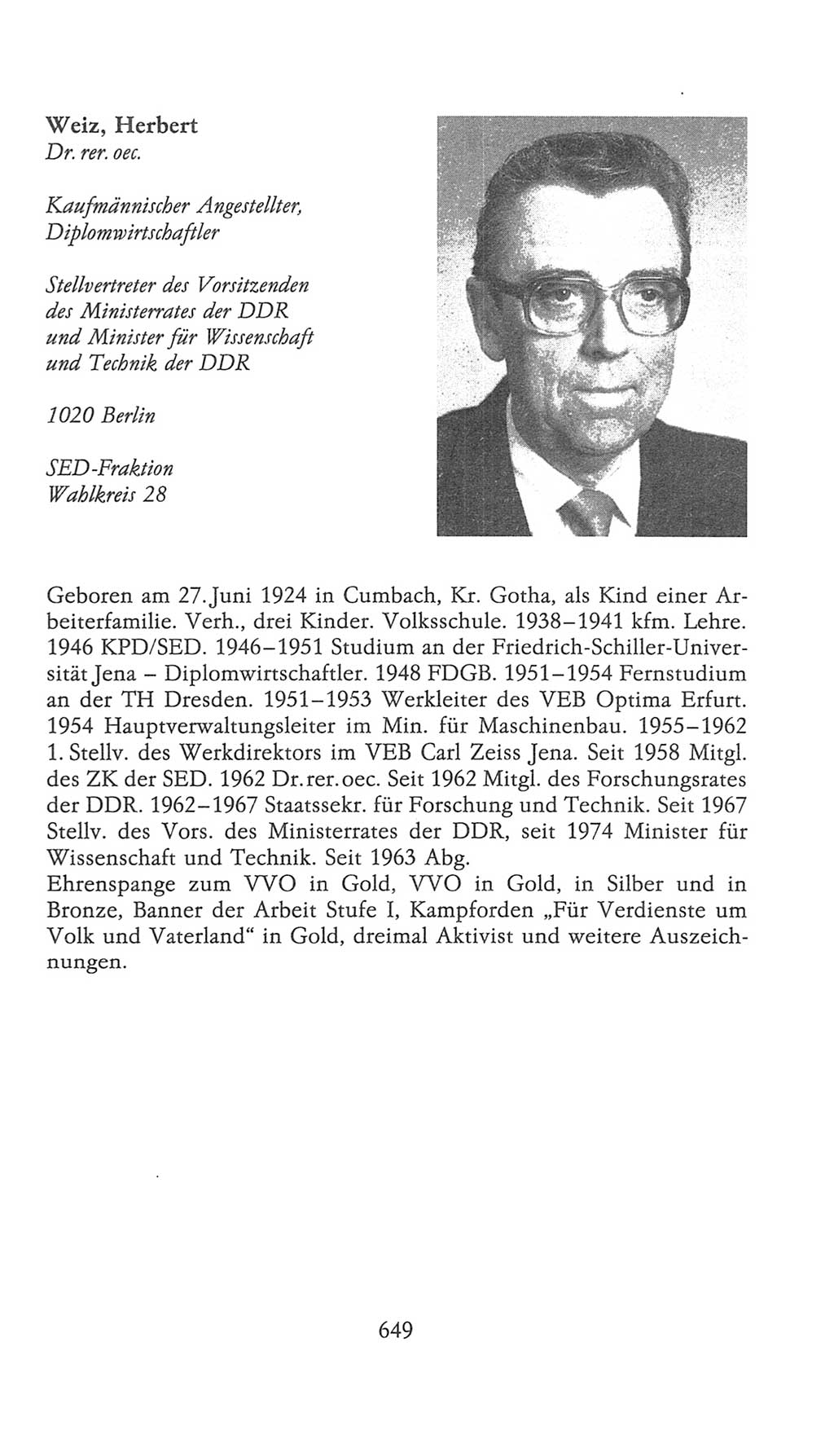 Volkskammer (VK) der Deutschen Demokratischen Republik (DDR), 9. Wahlperiode 1986-1990, Seite 649 (VK. DDR 9. WP. 1986-1990, S. 649)