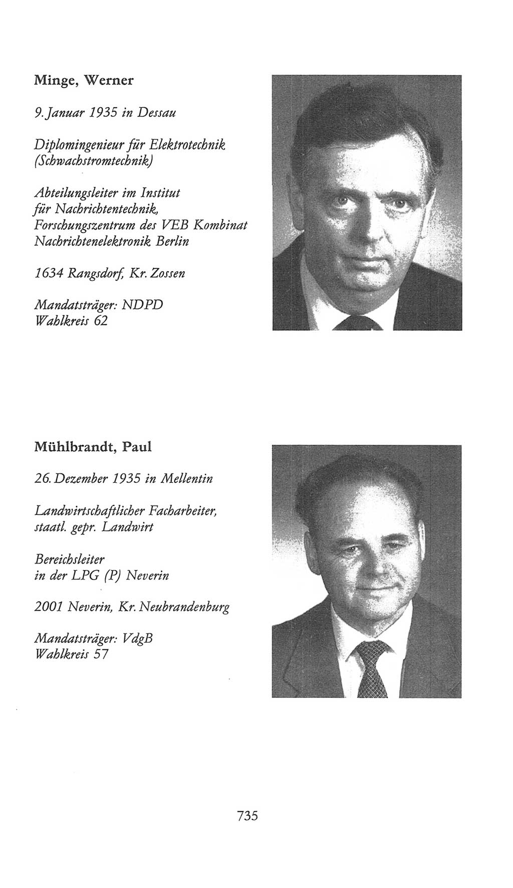 Volkskammer (VK) der Deutschen Demokratischen Republik (DDR), 9. Wahlperiode 1986-1990, Seite 735 (VK. DDR 9. WP. 1986-1990, S. 735)