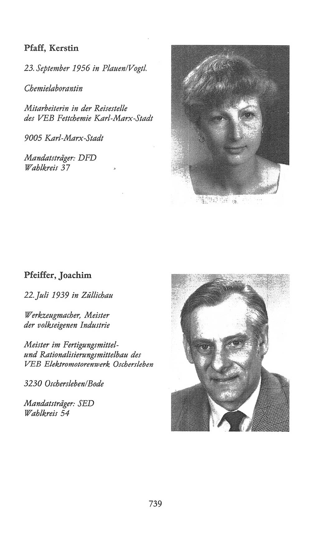 Volkskammer (VK) der Deutschen Demokratischen Republik (DDR), 9. Wahlperiode 1986-1990, Seite 739 (VK. DDR 9. WP. 1986-1990, S. 739)