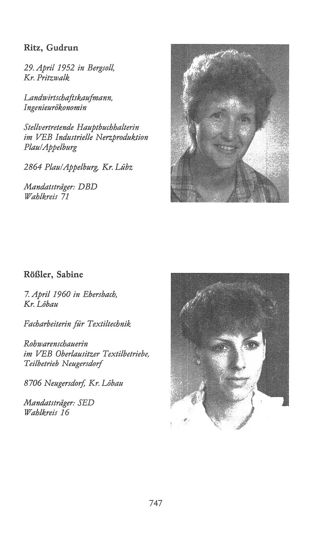 Volkskammer (VK) der Deutschen Demokratischen Republik (DDR), 9. Wahlperiode 1986-1990, Seite 747 (VK. DDR 9. WP. 1986-1990, S. 747)