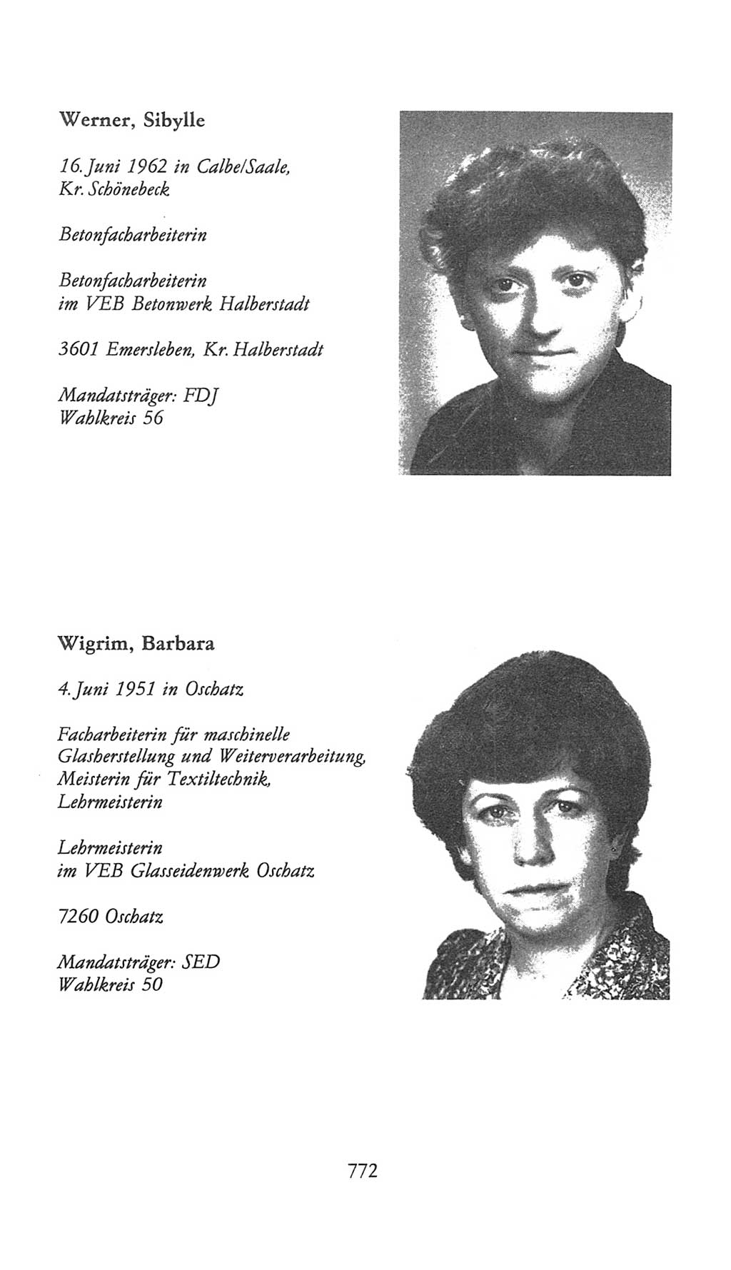 Volkskammer (VK) der Deutschen Demokratischen Republik (DDR), 9. Wahlperiode 1986-1990, Seite 772 (VK. DDR 9. WP. 1986-1990, S. 772)