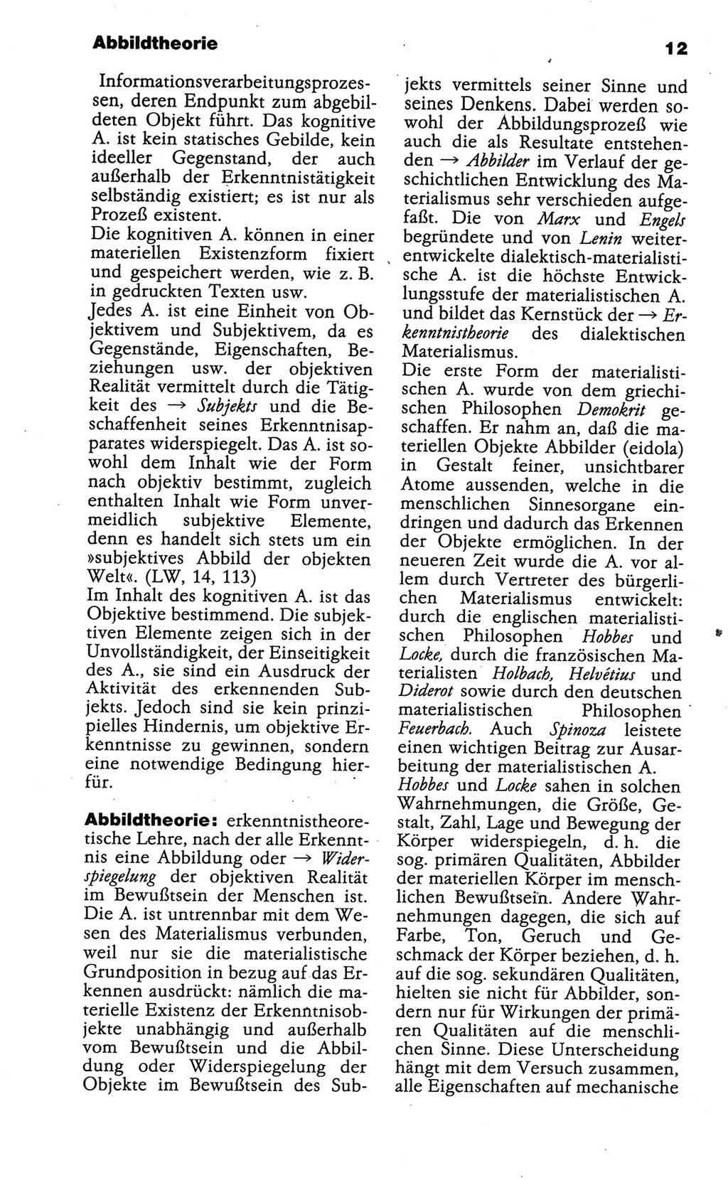 Wörterbuch der marxistisch-leninistischen Philosophie [Deutsche Demokratische Republik (DDR)] 1986, Seite 12 (Wb. ML Phil. DDR 1986, S. 12)