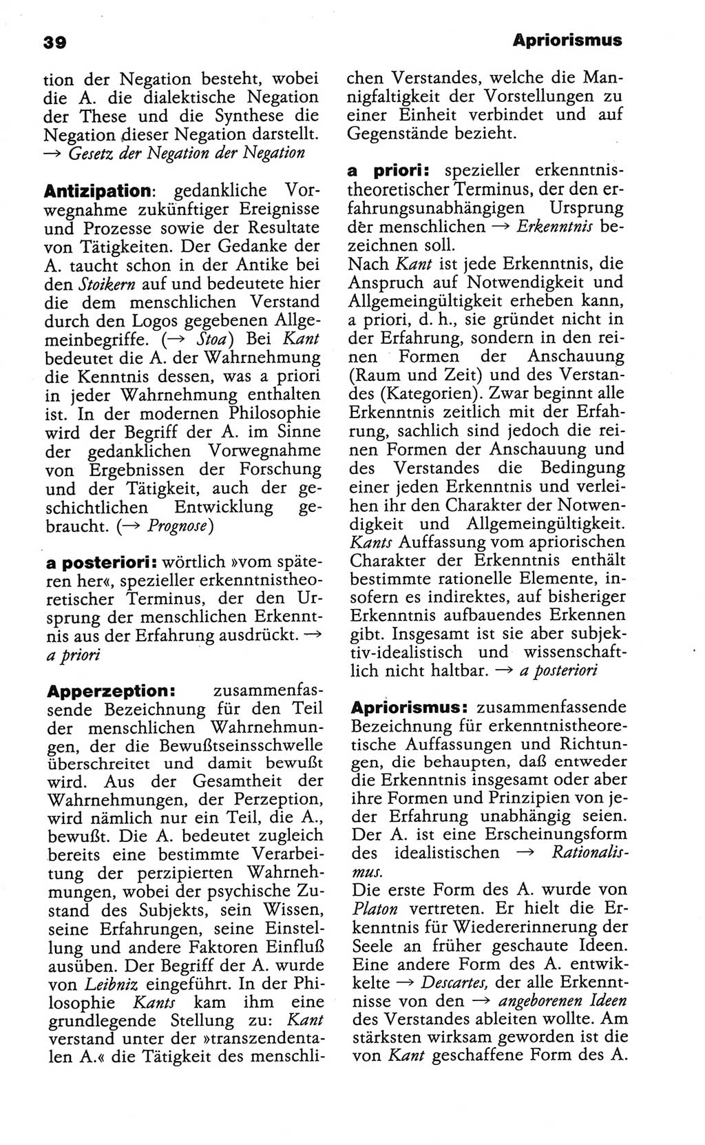 Wörterbuch der marxistisch-leninistischen Philosophie [Deutsche Demokratische Republik (DDR)] 1986, Seite 39 (Wb. ML Phil. DDR 1986, S. 39)