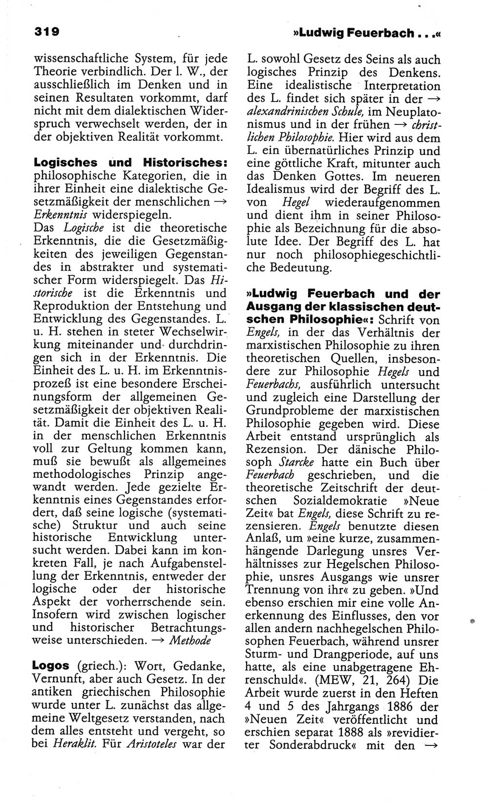 Wörterbuch der marxistisch-leninistischen Philosophie [Deutsche Demokratische Republik (DDR)] 1986, Seite 319 (Wb. ML Phil. DDR 1986, S. 319)