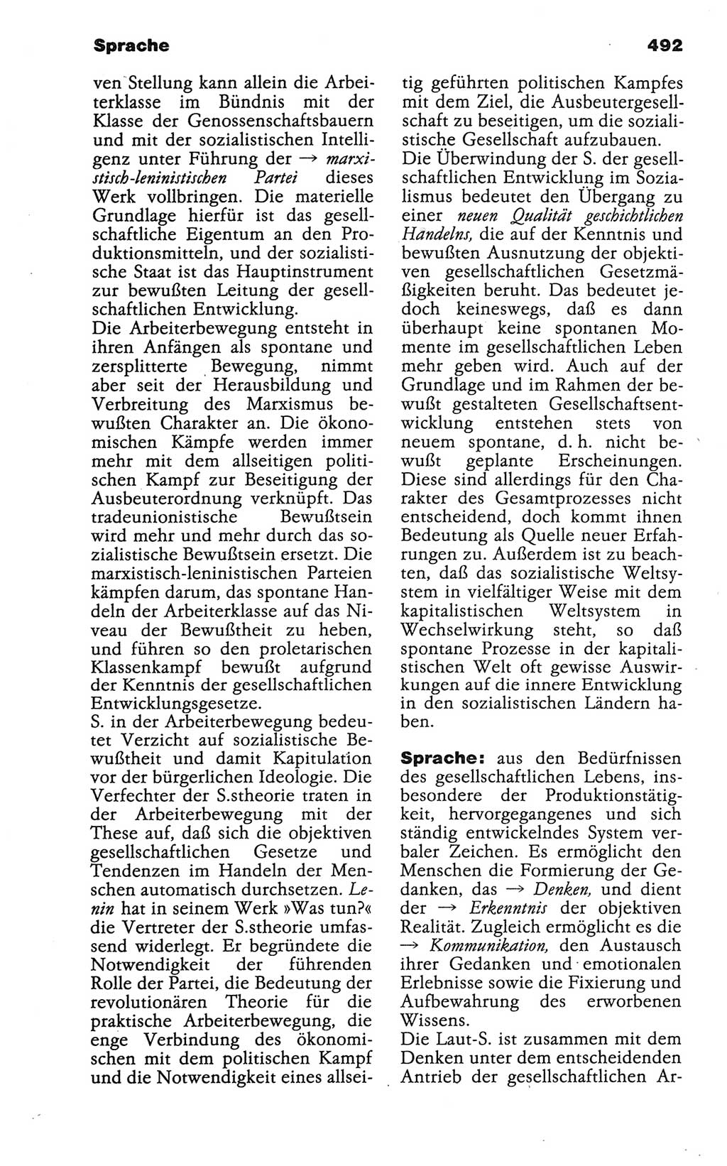 Wörterbuch der marxistisch-leninistischen Philosophie [Deutsche Demokratische Republik (DDR)] 1986, Seite 492 (Wb. ML Phil. DDR 1986, S. 492)