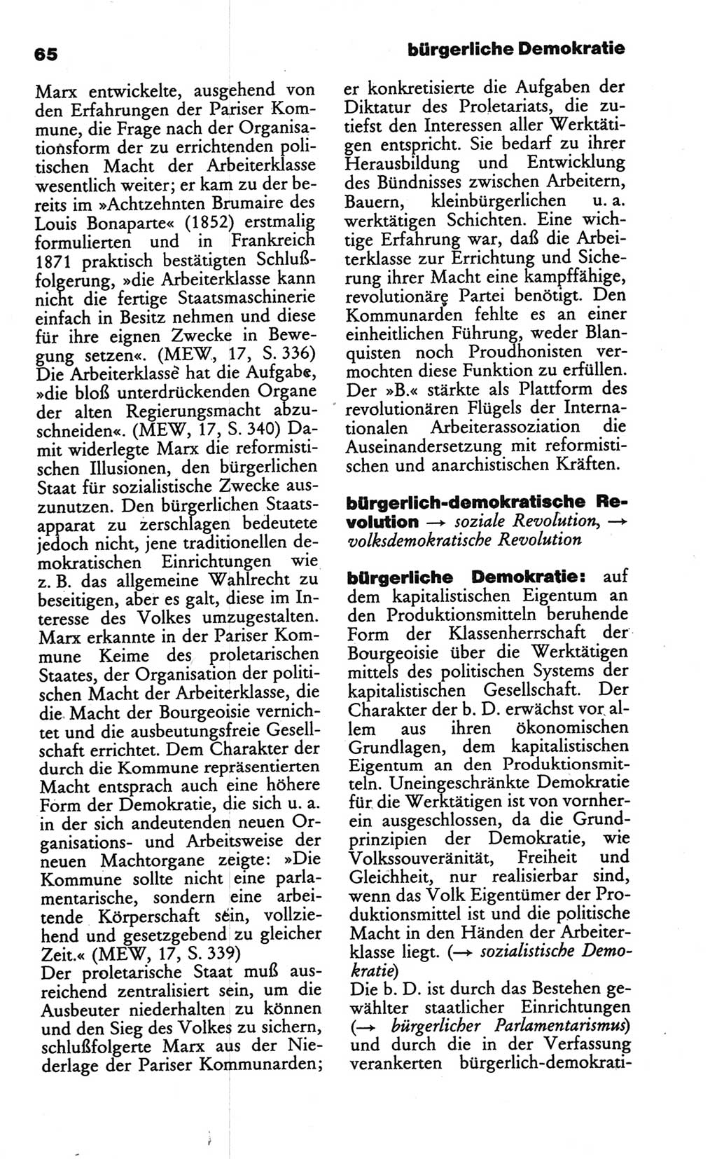 Wörterbuch des wissenschaftlichen Kommunismus [Deutsche Demokratische Republik (DDR)] 1986, Seite 65 (Wb. wiss. Komm. DDR 1986, S. 65)