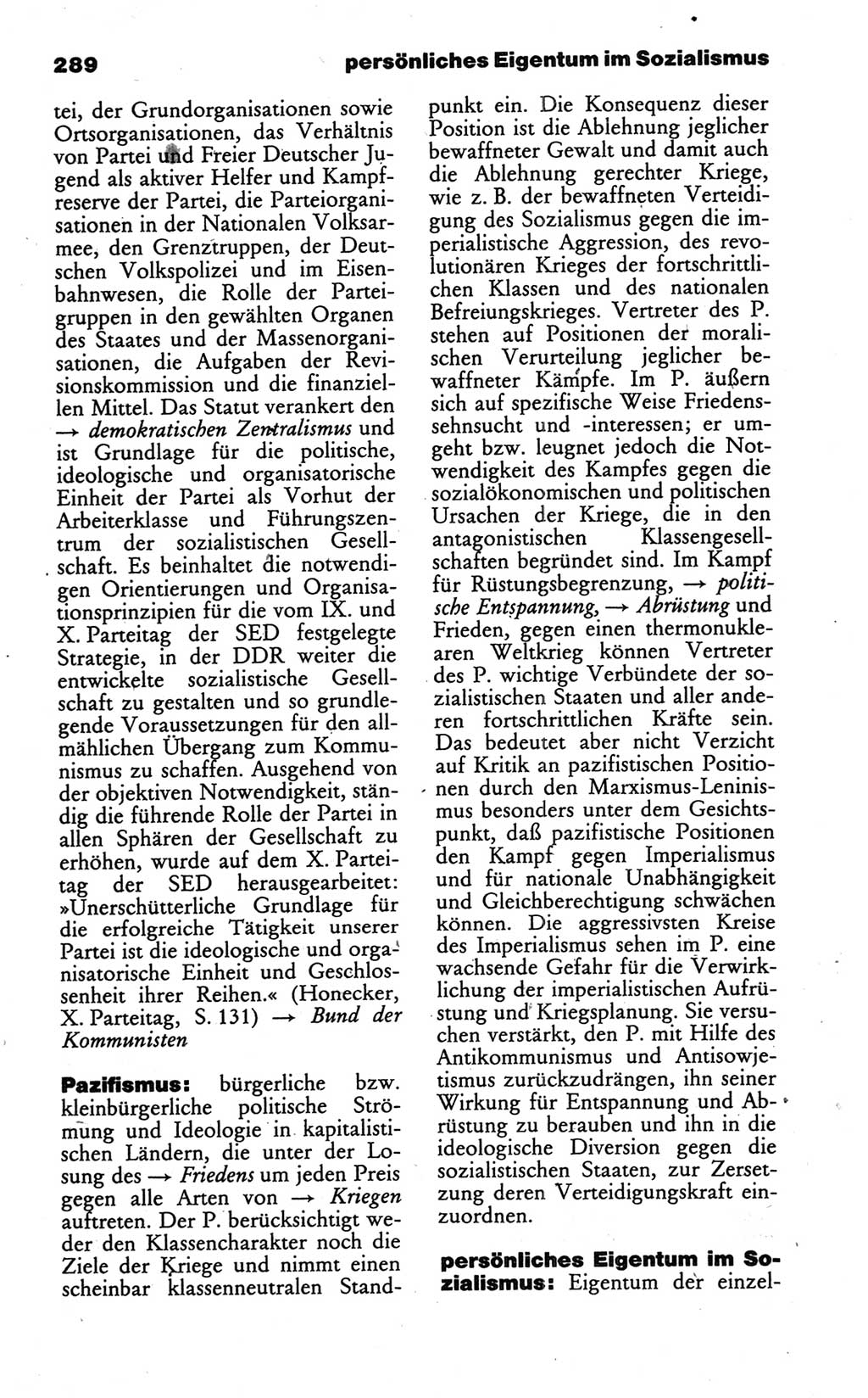 Wörterbuch des wissenschaftlichen Kommunismus [Deutsche Demokratische Republik (DDR)] 1986, Seite 289 (Wb. wiss. Komm. DDR 1986, S. 289)
