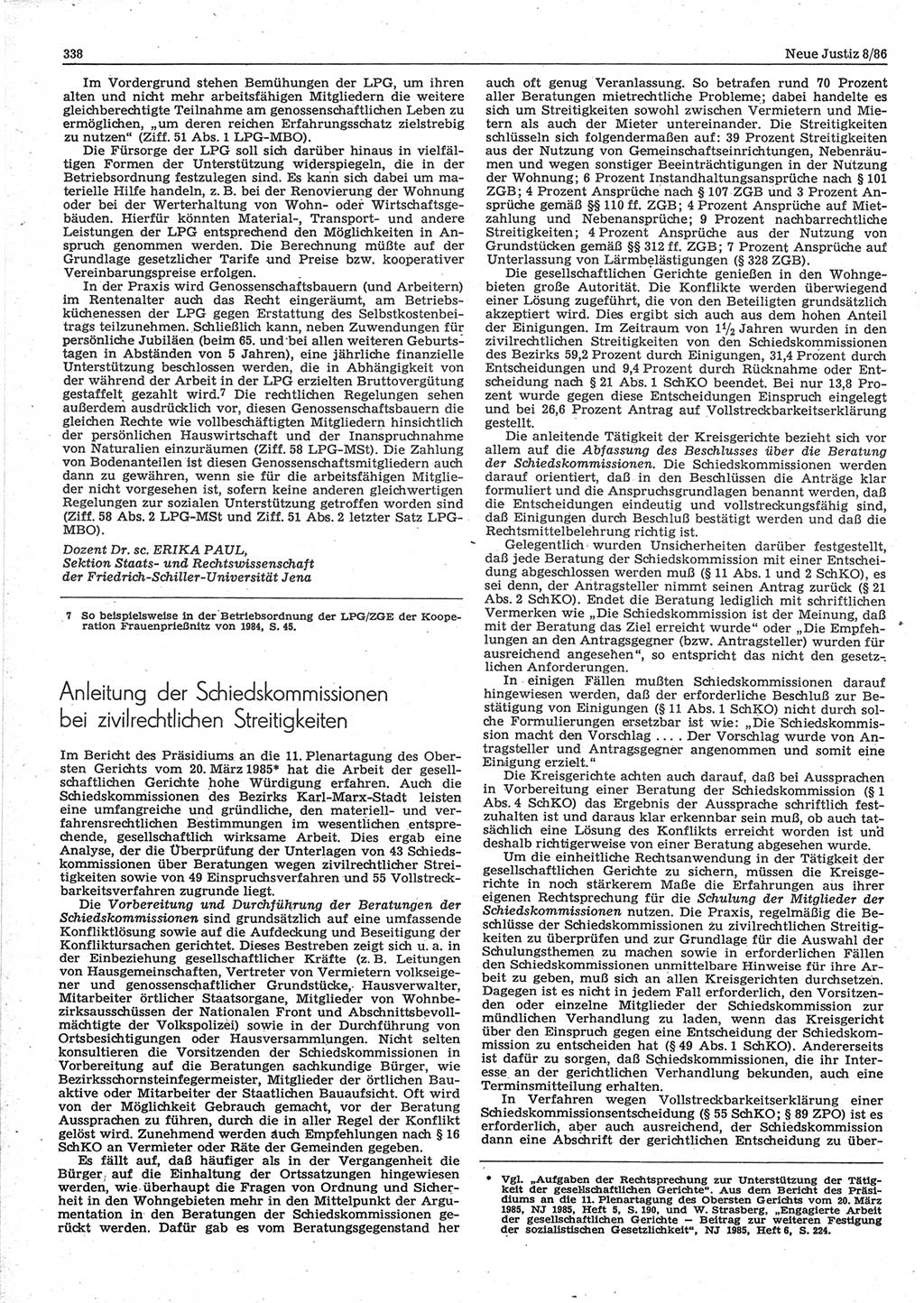 Neue Justiz (NJ), Zeitschrift für sozialistisches Recht und Gesetzlichkeit [Deutsche Demokratische Republik (DDR)], 40. Jahrgang 1986, Seite 338 (NJ DDR 1986, S. 338)