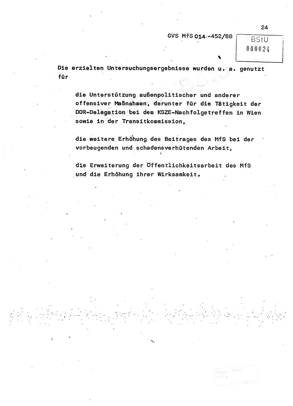 Jahresbericht der Hauptabteilung (HA) Ⅸ 1987, Einschätzung der Wirksamkeit der Untersuchungsarbeit im Jahre 1987, Ministerium für Staatssicherheit (MfS) der Deutschen Demokratischen Republik (DDR), Hauptabteilung Ⅸ, Geheime Verschlußsache (GVS) o014-452/88, Berlin 1988, Seite 24 (Einsch. MfS DDR HA Ⅸ GVS o014-452/88 1987, S. 24)