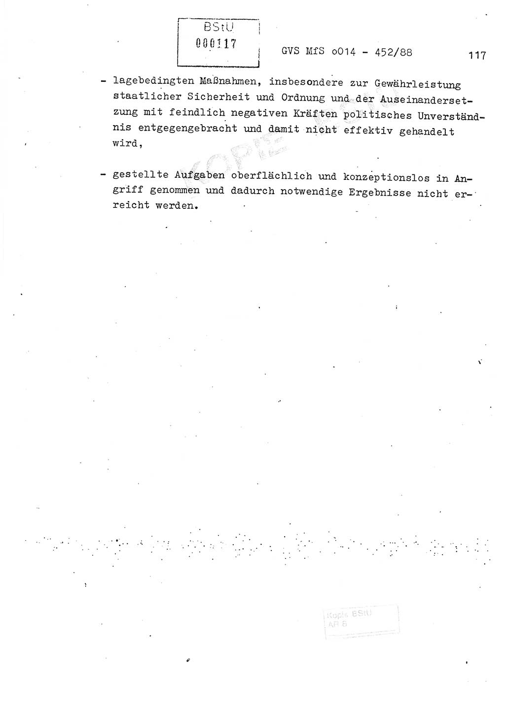Jahresbericht der Hauptabteilung (HA) Ⅸ 1987, Einschätzung der Wirksamkeit der Untersuchungsarbeit im Jahre 1987, Ministerium für Staatssicherheit (MfS) der Deutschen Demokratischen Republik (DDR), Hauptabteilung Ⅸ, Geheime Verschlußsache (GVS) o014-452/88, Berlin 1988, Seite 117 (Einsch. MfS DDR HA Ⅸ GVS o014-452/88 1987, S. 117)