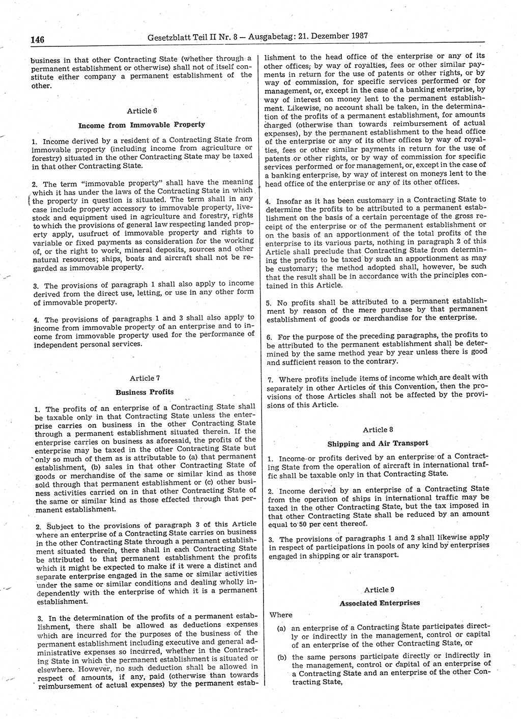 Gesetzblatt (GBl.) der Deutschen Demokratischen Republik (DDR) Teil ⅠⅠ 1987, Seite 146 (GBl. DDR ⅠⅠ 1987, S. 146)