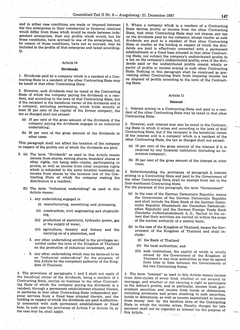 Gesetzblatt (GBl.) der Deutschen Demokratischen Republik (DDR) Teil ⅠⅠ 1987, Seite 147 (GBl. DDR ⅠⅠ 1987, S. 147)