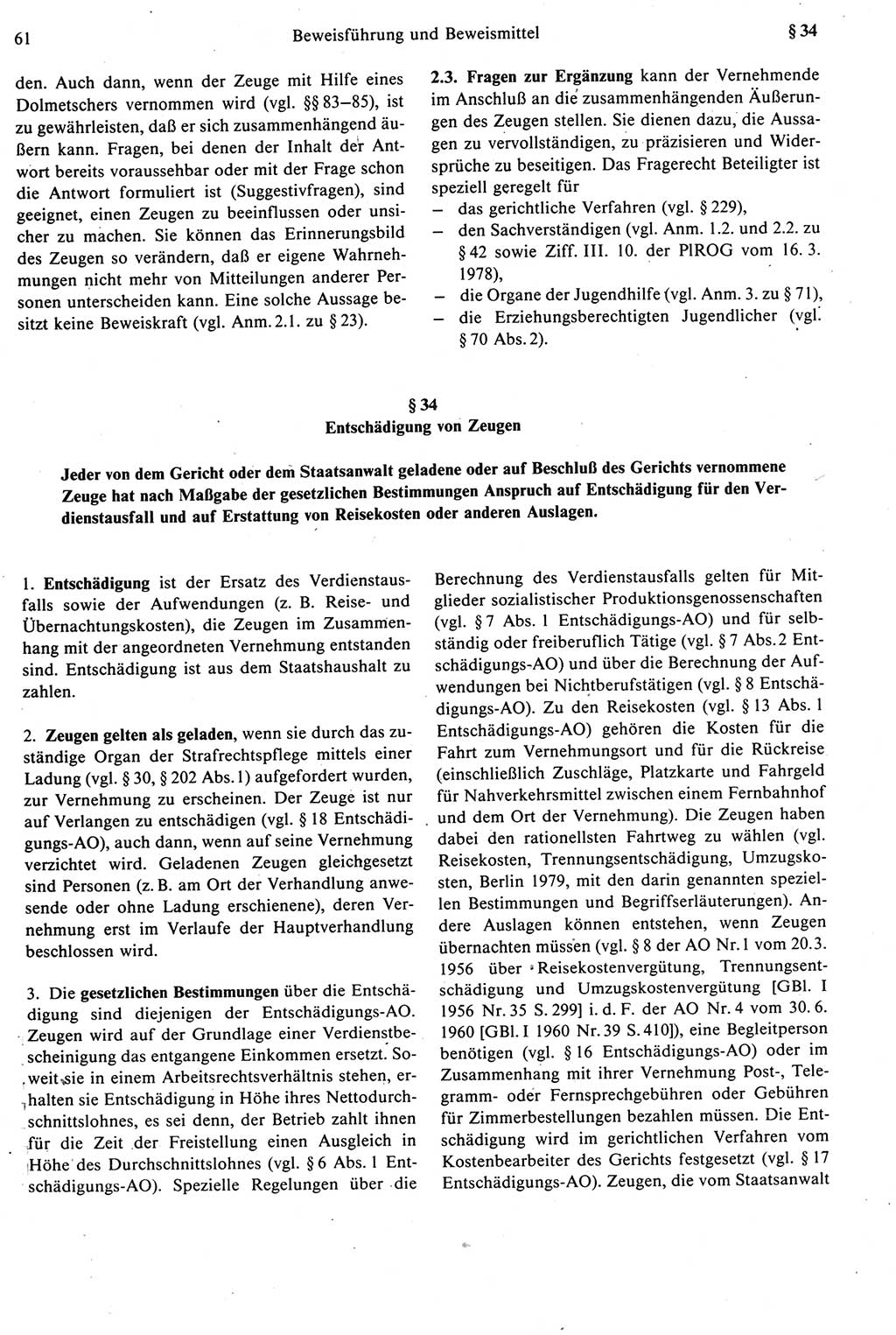 Strafprozeßrecht der DDR [Deutsche Demokratische Republik], Kommentar zur Strafprozeßordnung (StPO) 1987, Seite 61 (Strafprozeßr. DDR Komm. StPO 1987, S. 61)