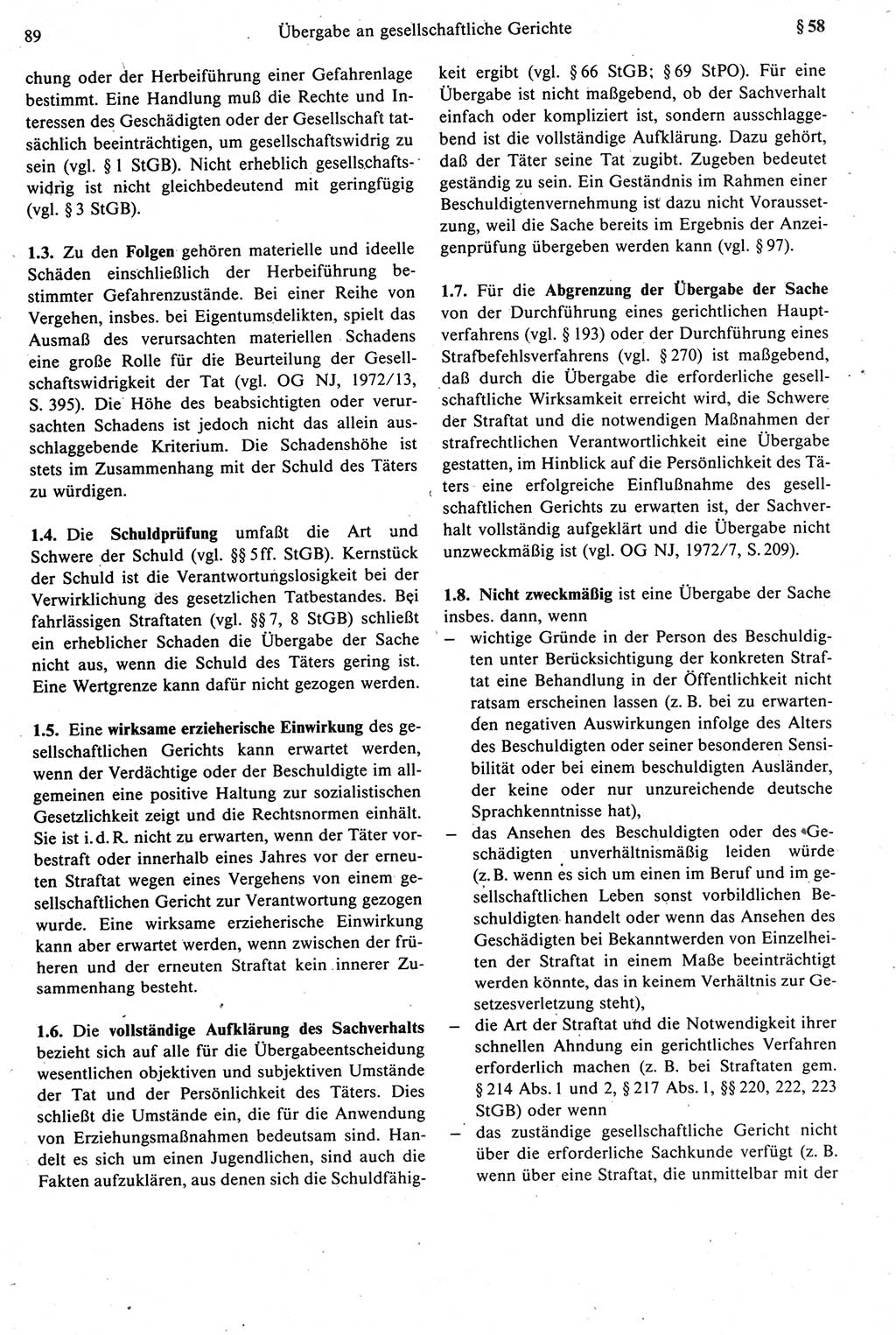 Strafprozeßrecht der DDR [Deutsche Demokratische Republik], Kommentar zur Strafprozeßordnung (StPO) 1987, Seite 89 (Strafprozeßr. DDR Komm. StPO 1987, S. 89)