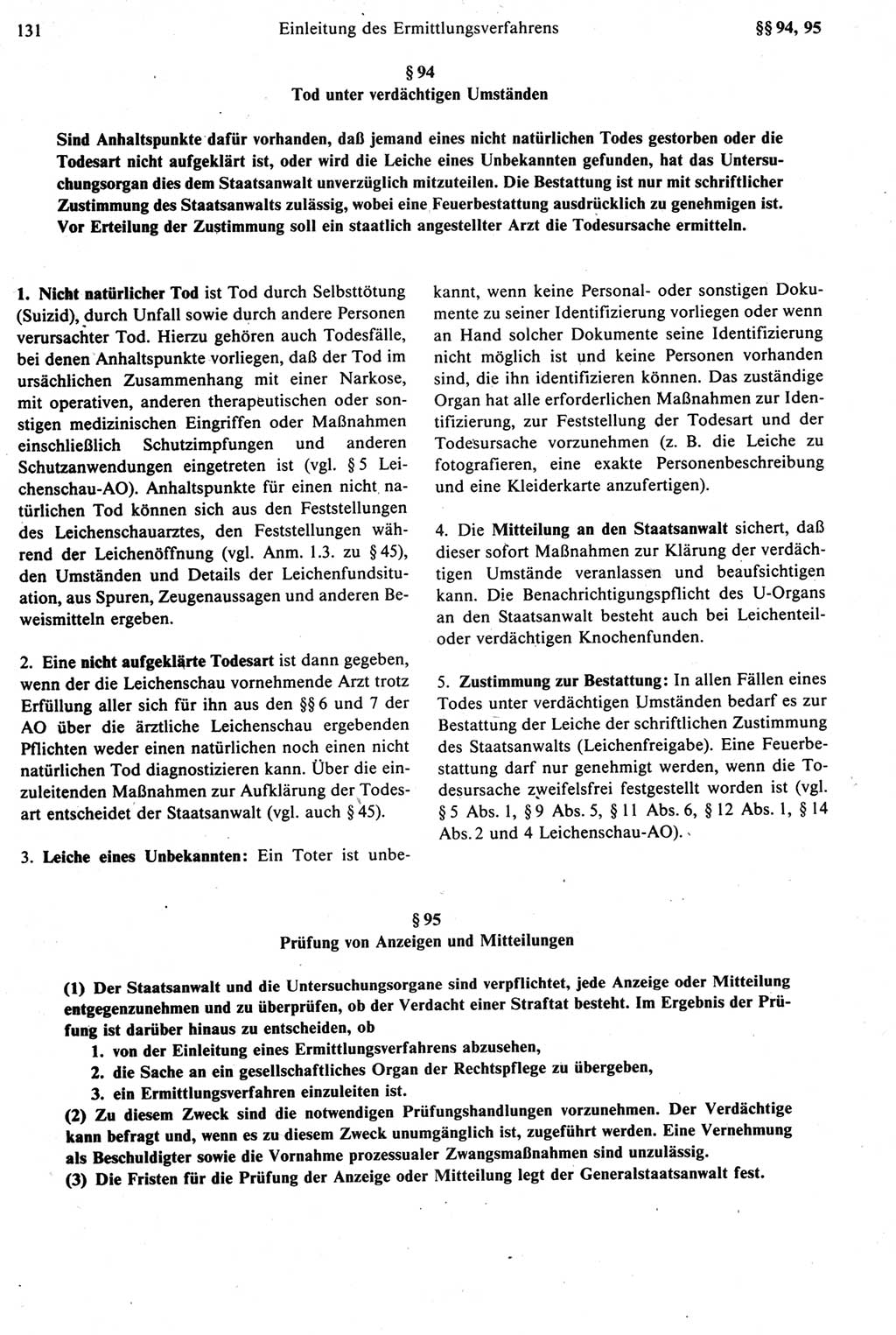 Strafprozeßrecht der DDR [Deutsche Demokratische Republik], Kommentar zur Strafprozeßordnung (StPO) 1987, Seite 131 (Strafprozeßr. DDR Komm. StPO 1987, S. 131)