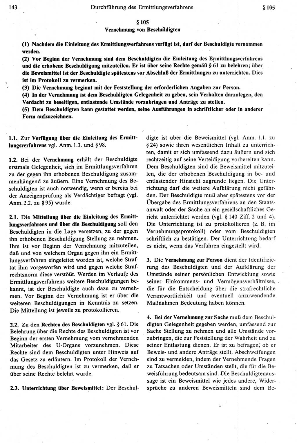 Strafprozeßrecht der DDR [Deutsche Demokratische Republik], Kommentar zur Strafprozeßordnung (StPO) 1987, Seite 143 (Strafprozeßr. DDR Komm. StPO 1987, S. 143)