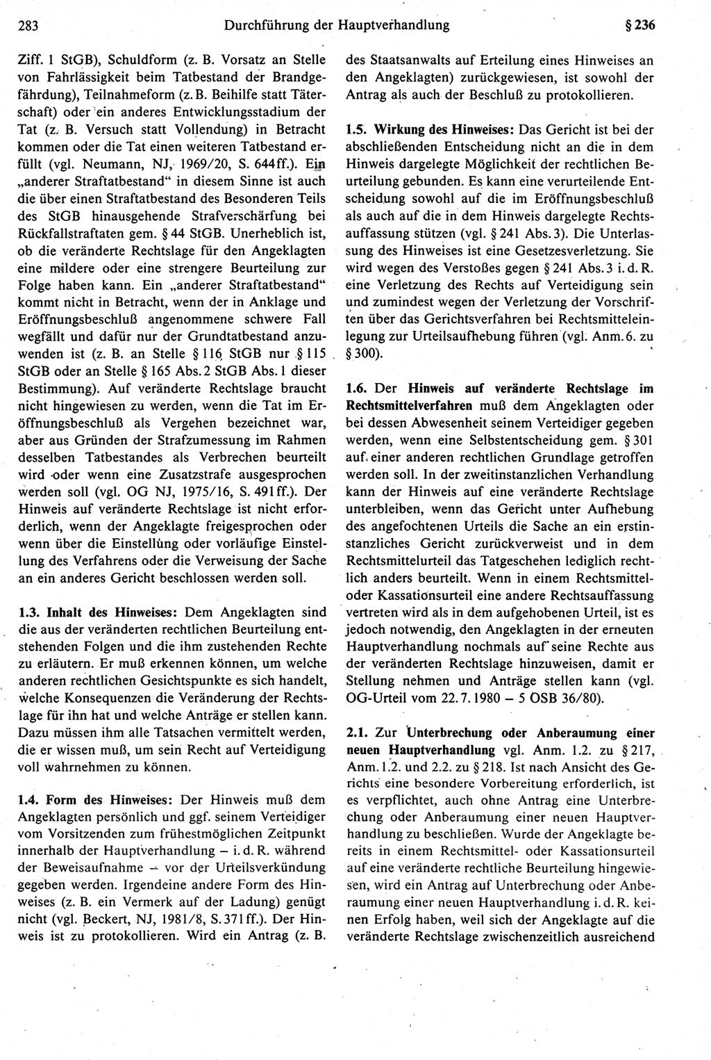 Strafprozeßrecht der DDR [Deutsche Demokratische Republik], Kommentar zur Strafprozeßordnung (StPO) 1987, Seite 283 (Strafprozeßr. DDR Komm. StPO 1987, S. 283)