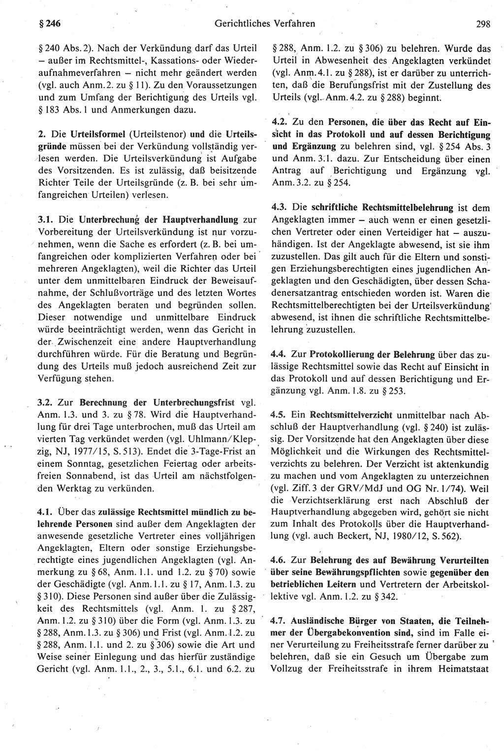 Strafprozeßrecht der DDR [Deutsche Demokratische Republik], Kommentar zur Strafprozeßordnung (StPO) 1987, Seite 298 (Strafprozeßr. DDR Komm. StPO 1987, S. 298)