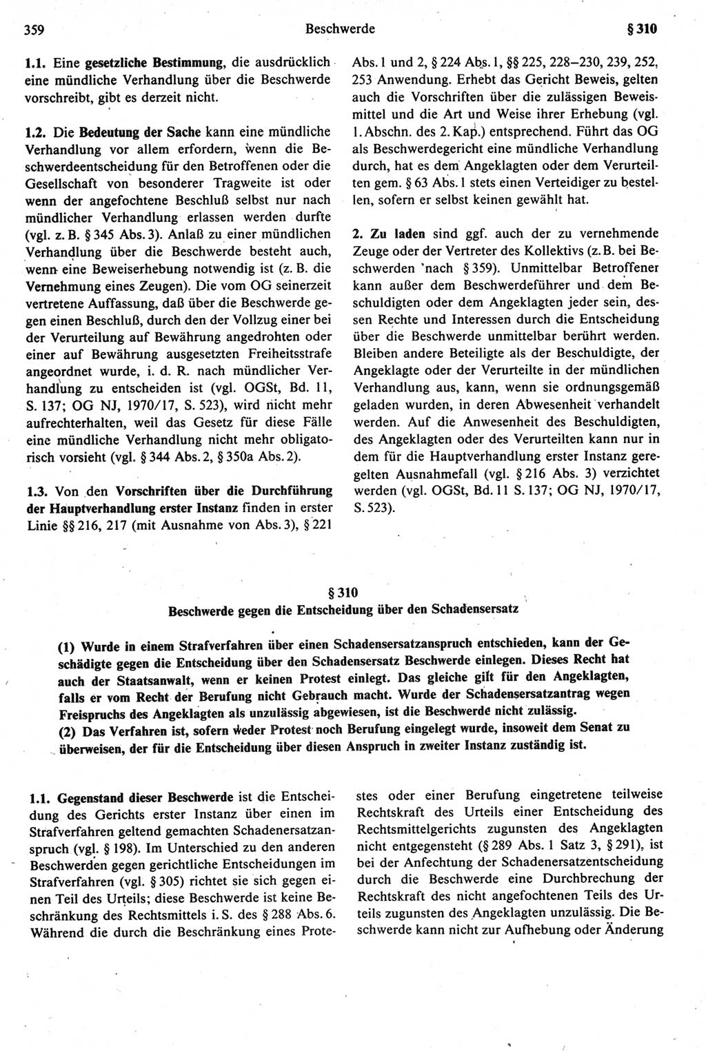 Strafprozeßrecht der DDR [Deutsche Demokratische Republik], Kommentar zur Strafprozeßordnung (StPO) 1987, Seite 359 (Strafprozeßr. DDR Komm. StPO 1987, S. 359)