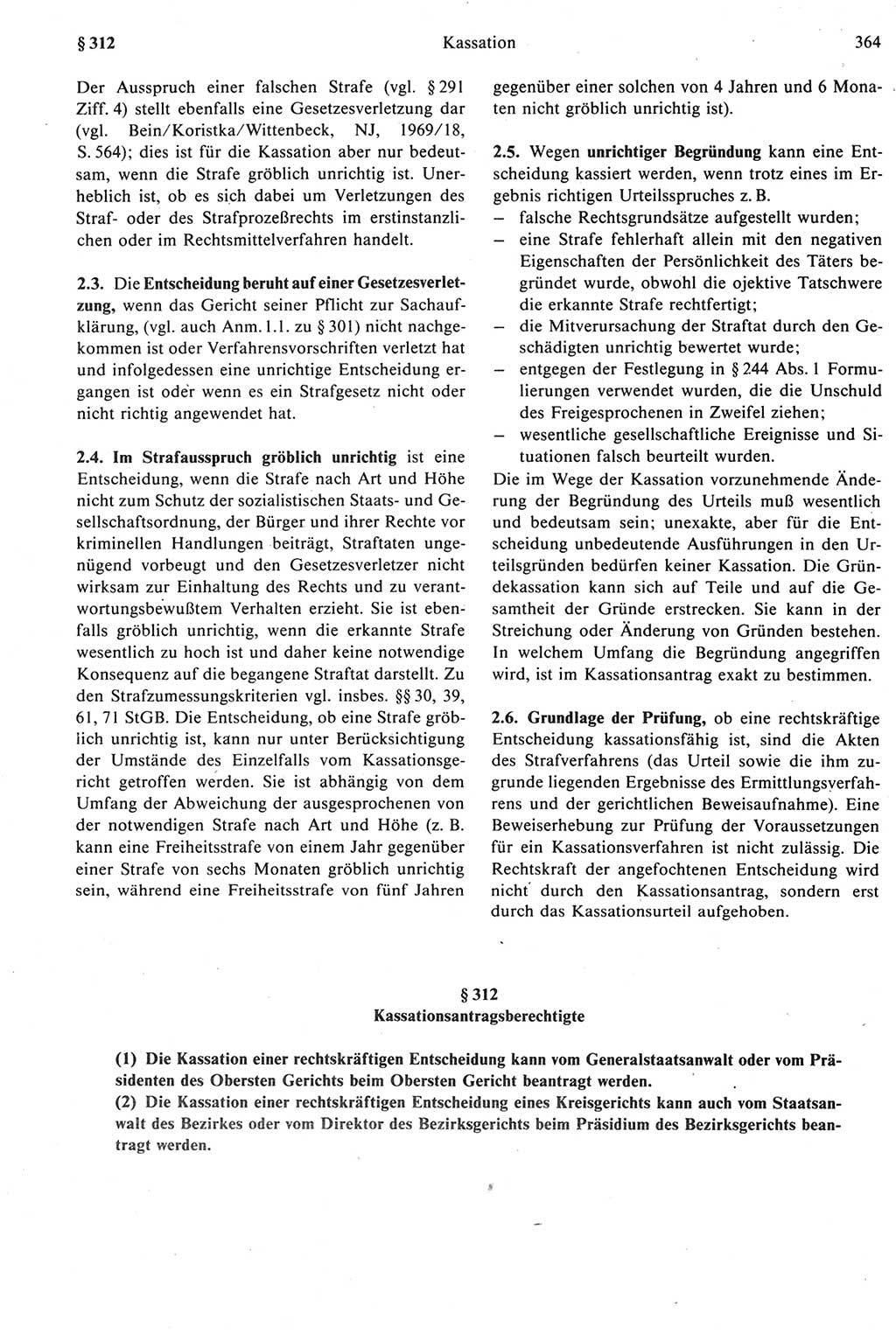 Strafprozeßrecht der DDR [Deutsche Demokratische Republik], Kommentar zur Strafprozeßordnung (StPO) 1987, Seite 364 (Strafprozeßr. DDR Komm. StPO 1987, S. 364)