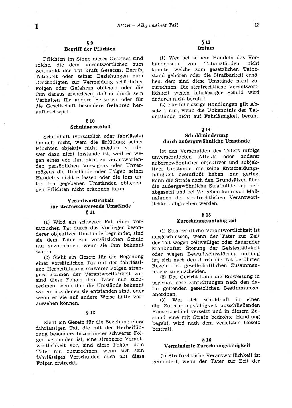 Strafgesetzbuch (StGB) der Deutschen Demokratischen Republik (DDR) 1987, Seite 12 (StGB DDR 1987, S. 12)