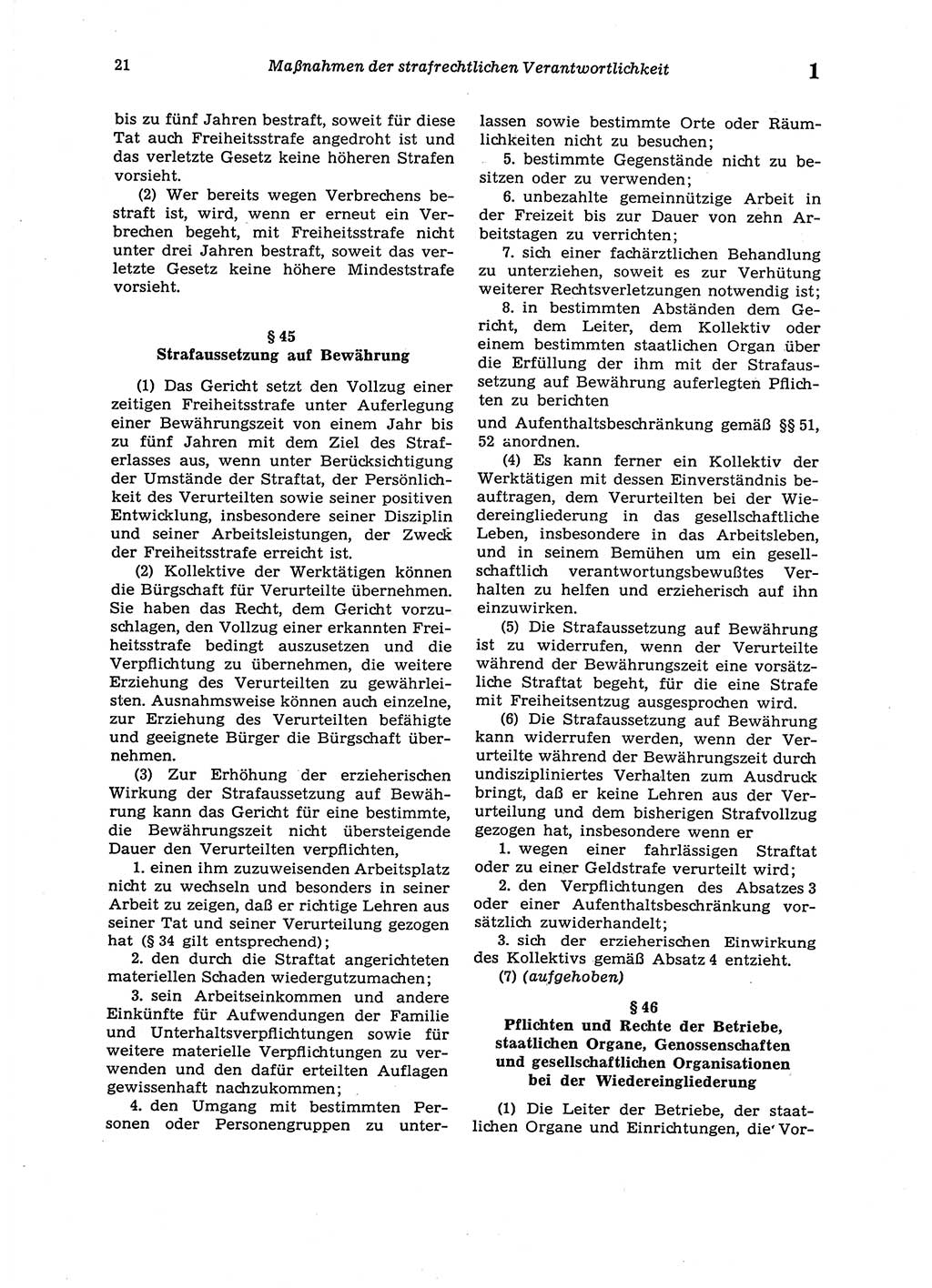 Strafgesetzbuch (StGB) der Deutschen Demokratischen Republik (DDR) 1987, Seite 21 (StGB DDR 1987, S. 21)