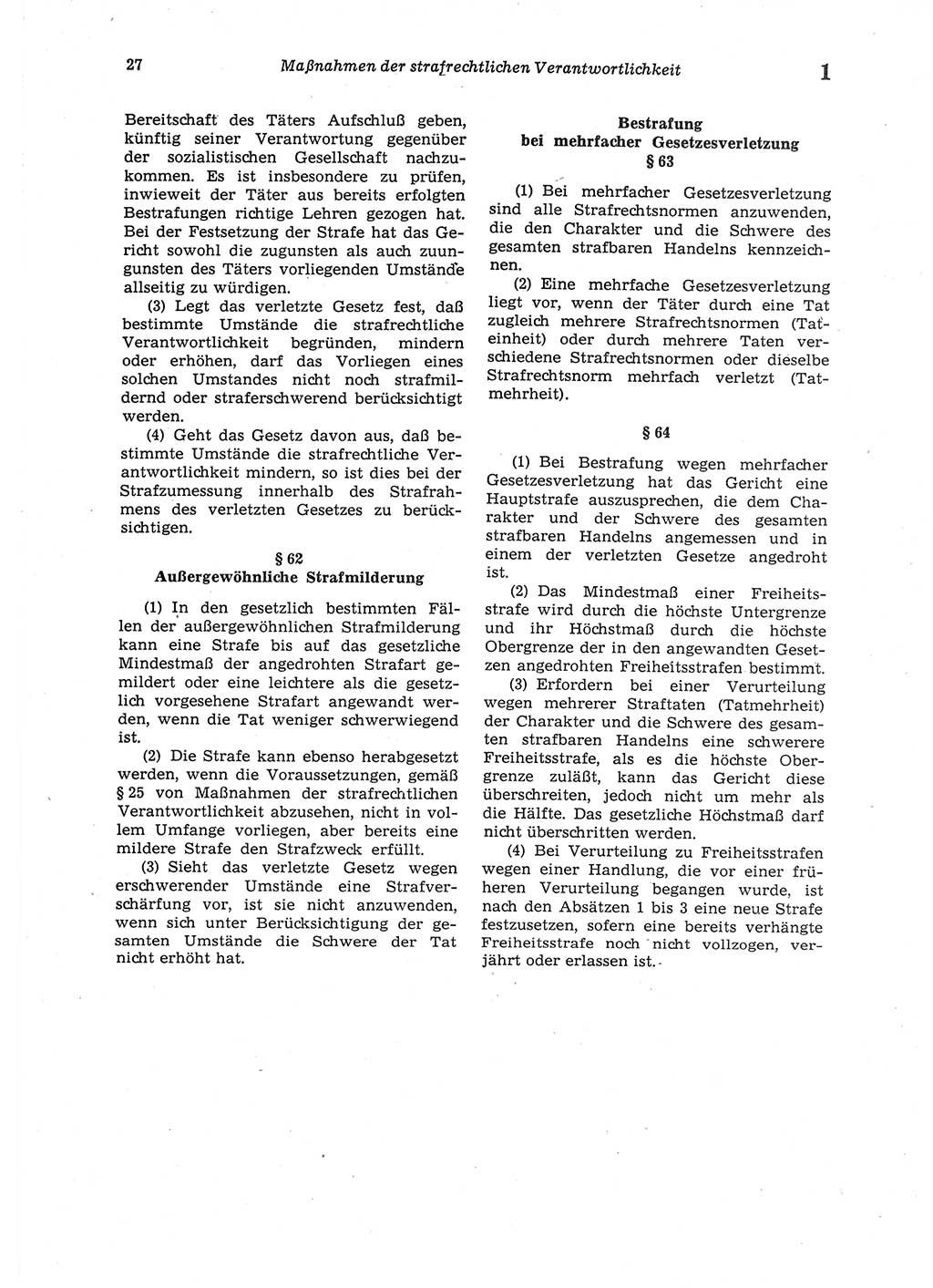 Strafgesetzbuch (StGB) der Deutschen Demokratischen Republik (DDR) 1987, Seite 27 (StGB DDR 1987, S. 27)