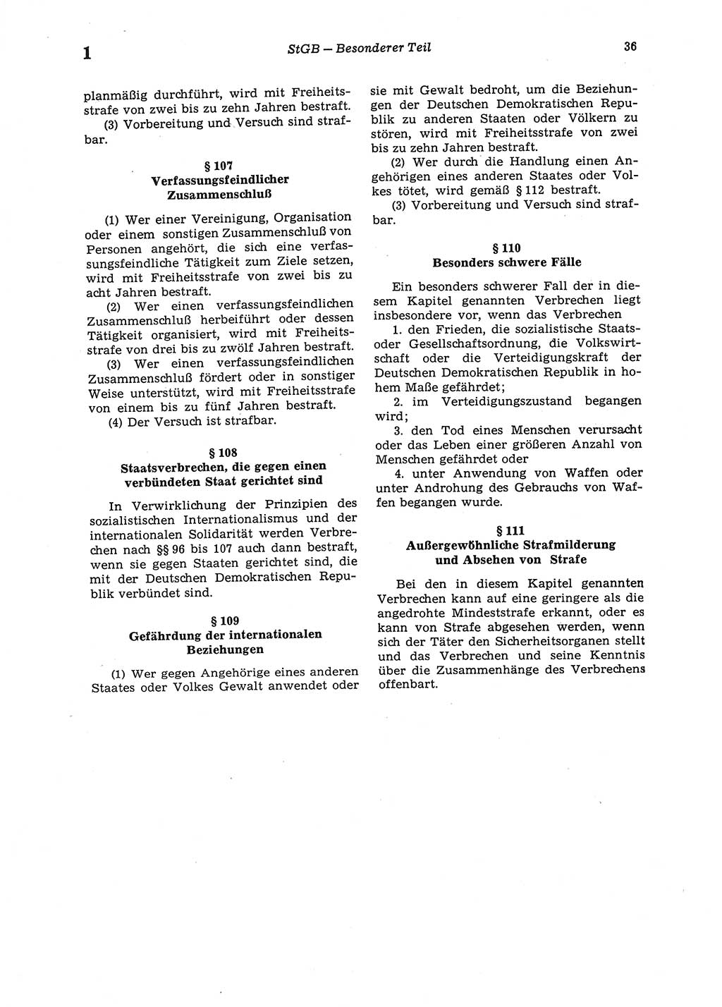 Strafgesetzbuch (StGB) der Deutschen Demokratischen Republik (DDR) 1987, Seite 36 (StGB DDR 1987, S. 36)