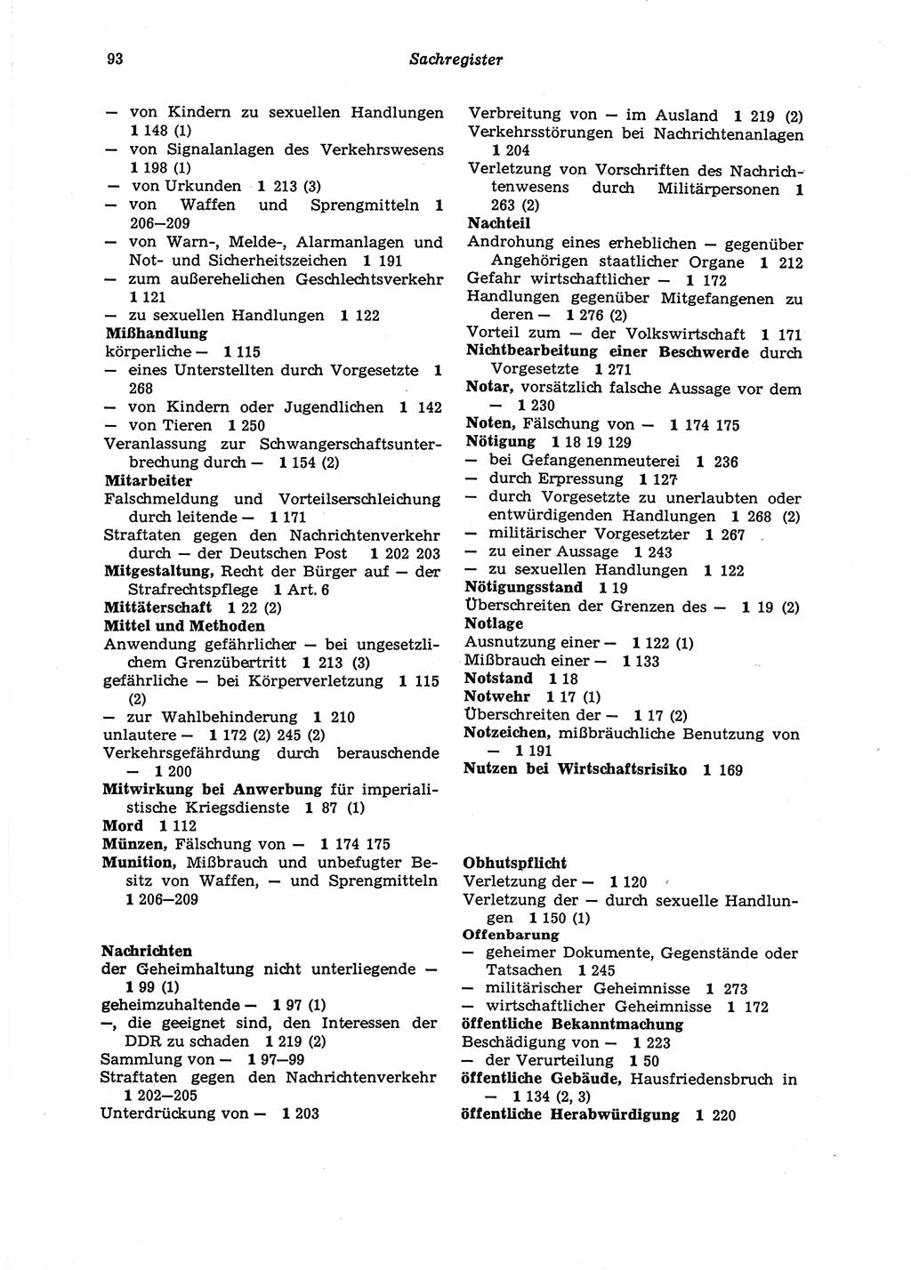 Strafgesetzbuch (StGB) der Deutschen Demokratischen Republik (DDR) 1987, Seite 93 (StGB DDR 1987, S. 93)