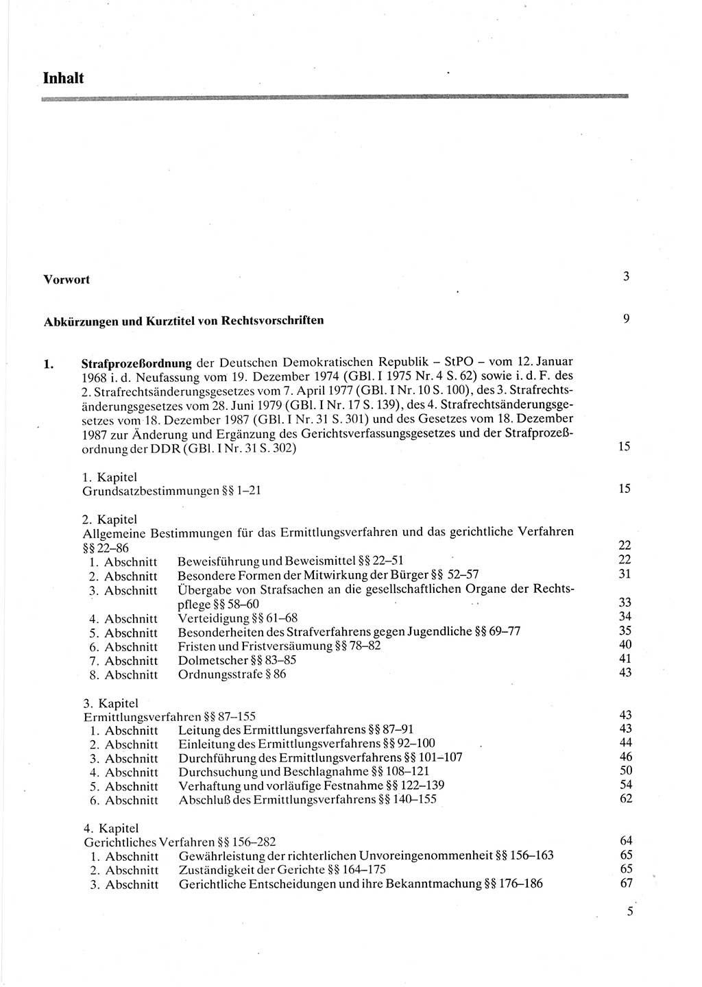 Strafprozeßordnung (StPO) der Deutschen Demokratischen Republik (DDR) sowie angrenzende Gesetze und Bestimmungen 1987, Seite 5 (StPO DDR Ges. Best. 1987, S. 5)