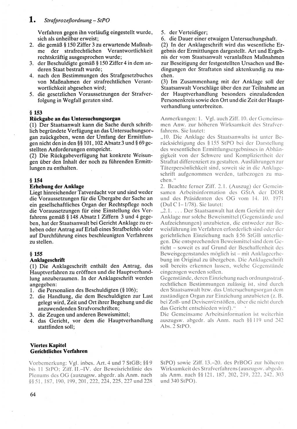 Strafprozeßordnung (StPO) der Deutschen Demokratischen Republik (DDR) sowie angrenzende Gesetze und Bestimmungen 1987, Seite 64 (StPO DDR Ges. Best. 1987, S. 64)