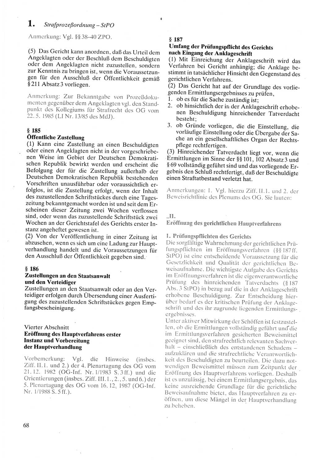 Strafprozeßordnung (StPO) der Deutschen Demokratischen Republik (DDR) sowie angrenzende Gesetze und Bestimmungen 1987, Seite 68 (StPO DDR Ges. Best. 1987, S. 68)