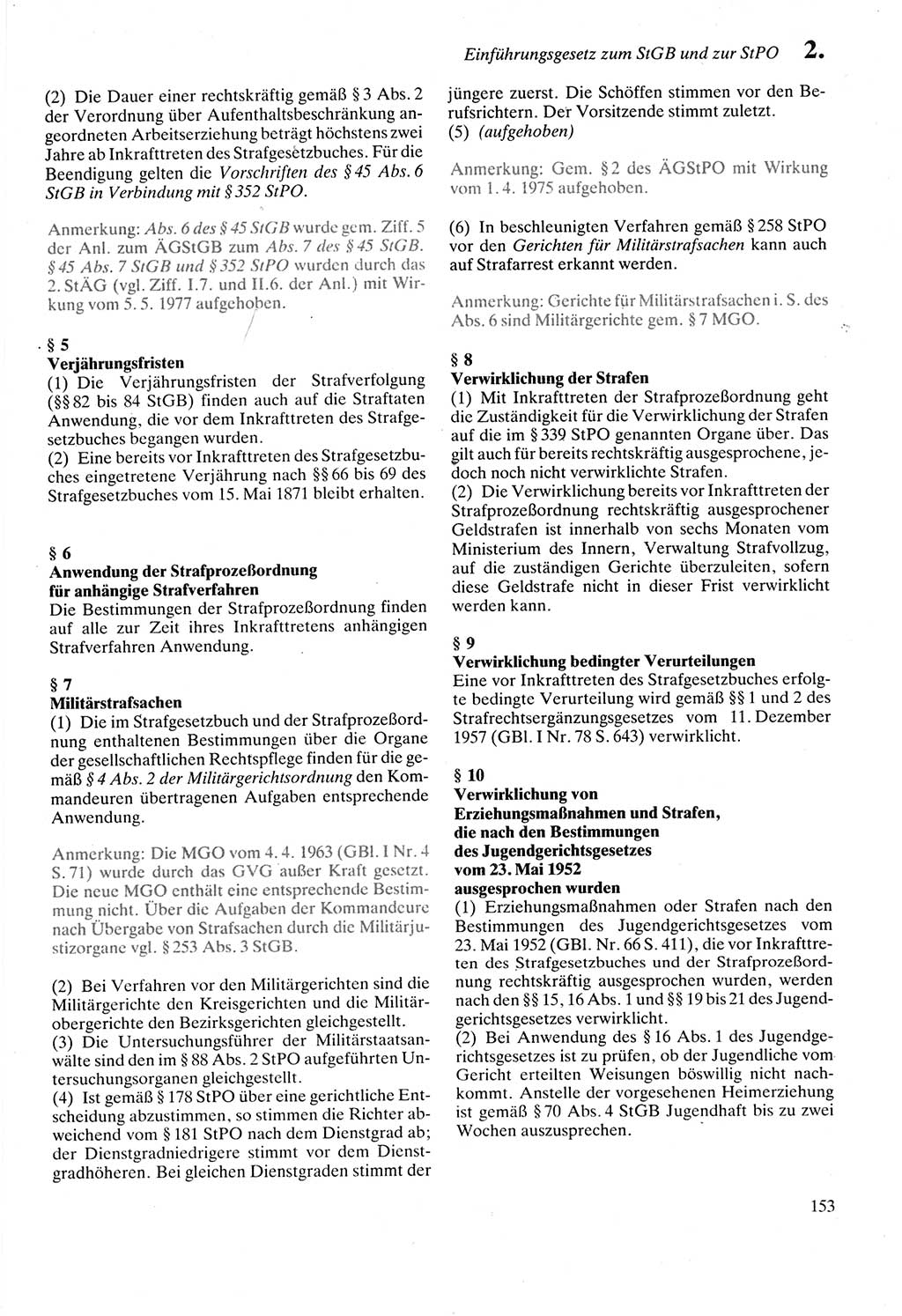Strafprozeßordnung (StPO) der Deutschen Demokratischen Republik (DDR) sowie angrenzende Gesetze und Bestimmungen 1987, Seite 153 (StPO DDR Ges. Best. 1987, S. 153)