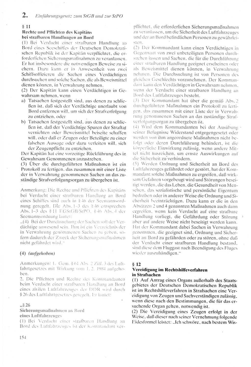 Strafprozeßordnung (StPO) der Deutschen Demokratischen Republik (DDR) sowie angrenzende Gesetze und Bestimmungen 1987, Seite 154 (StPO DDR Ges. Best. 1987, S. 154)