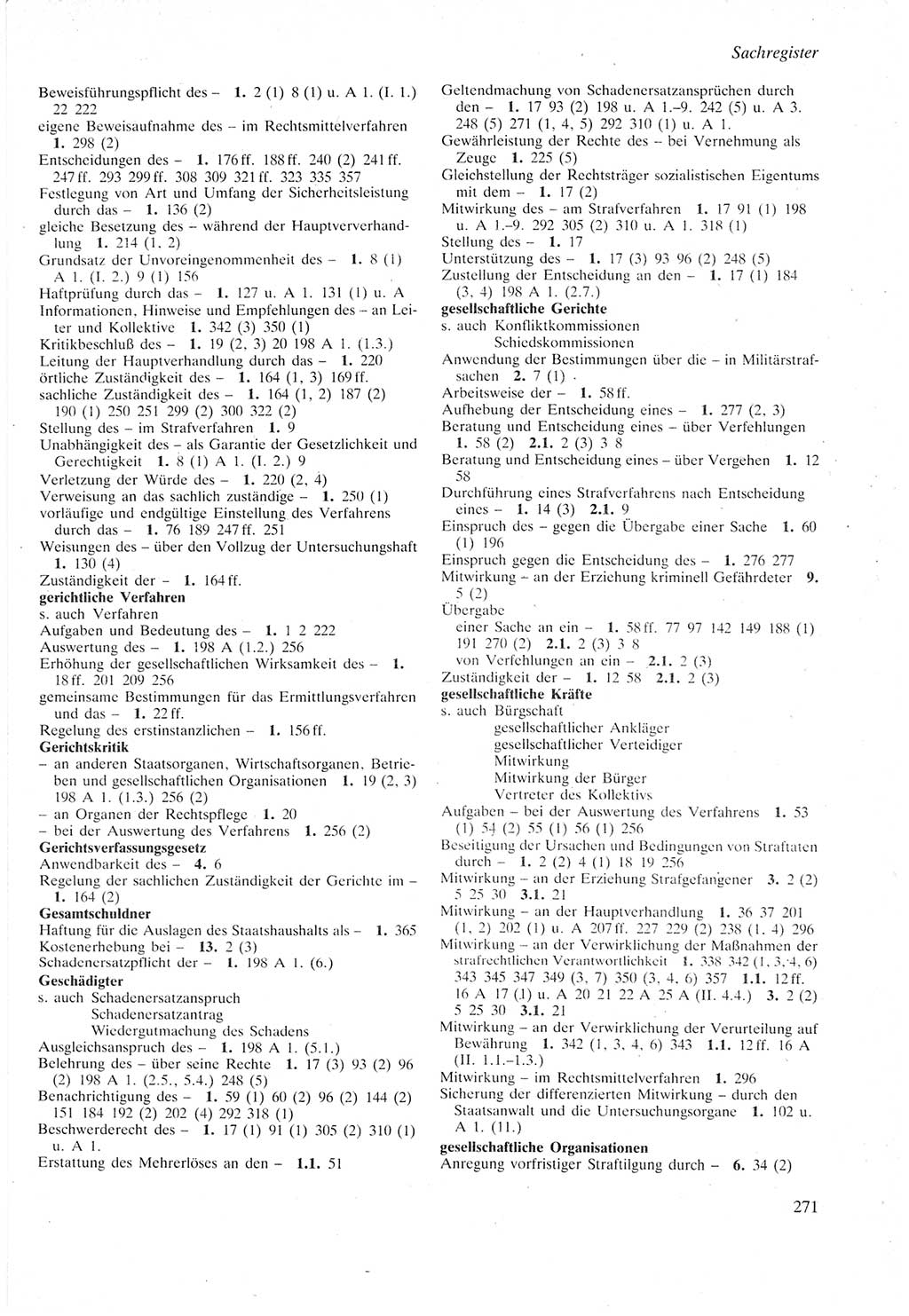 Strafprozeßordnung (StPO) der Deutschen Demokratischen Republik (DDR) sowie angrenzende Gesetze und Bestimmungen 1987, Seite 271 (StPO DDR Ges. Best. 1987, S. 271)