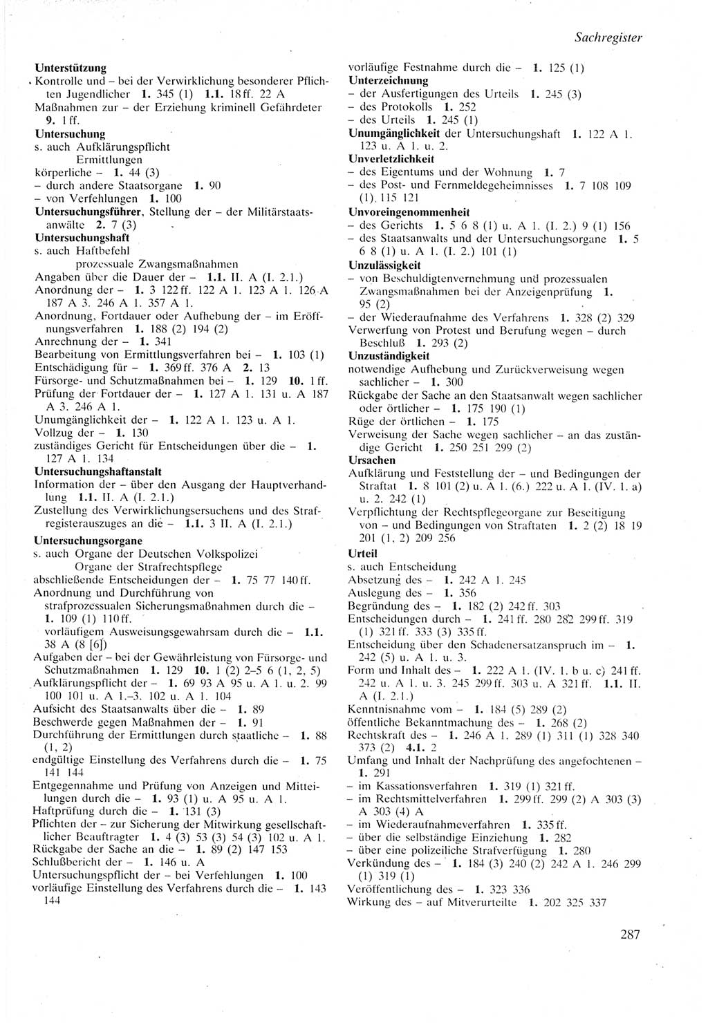 Strafprozeßordnung (StPO) der Deutschen Demokratischen Republik (DDR) sowie angrenzende Gesetze und Bestimmungen 1987, Seite 287 (StPO DDR Ges. Best. 1987, S. 287)