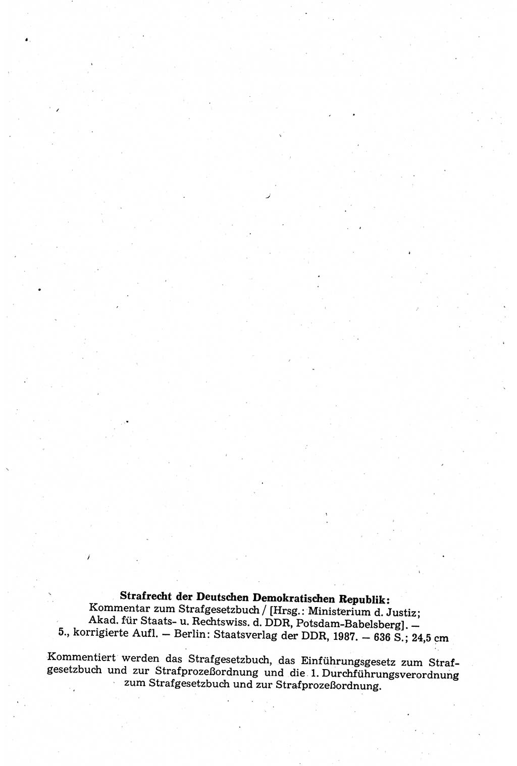 Strafrecht der Deutschen Demokratischen Republik (DDR), Kommentar zum Strafgesetzbuch (StGB) 1987, Seite 2 (Strafr. DDR Komm. StGB 1987, S. 2)