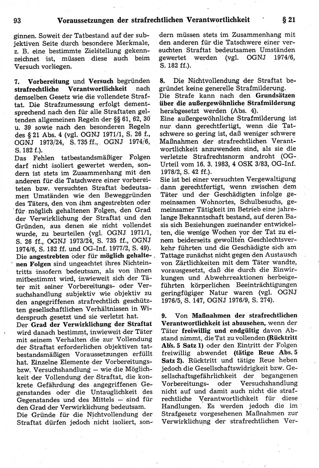 Strafrecht der Deutschen Demokratischen Republik (DDR), Kommentar zum Strafgesetzbuch (StGB) 1987, Seite 93 (Strafr. DDR Komm. StGB 1987, S. 93)