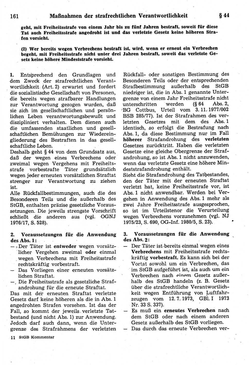 Strafrecht der Deutschen Demokratischen Republik (DDR), Kommentar zum Strafgesetzbuch (StGB) 1987, Seite 161 (Strafr. DDR Komm. StGB 1987, S. 161)