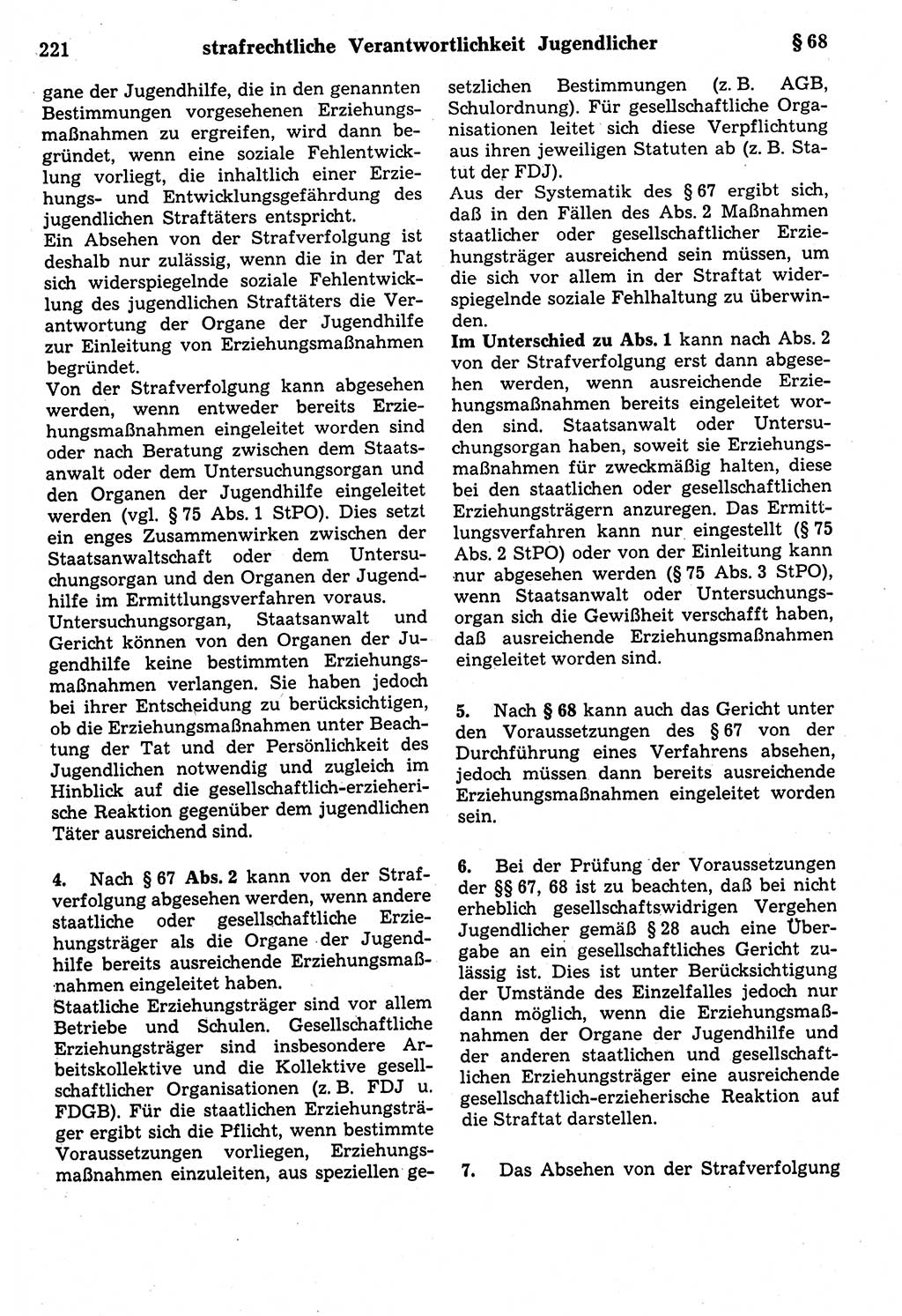 Strafrecht der Deutschen Demokratischen Republik (DDR), Kommentar zum Strafgesetzbuch (StGB) 1987, Seite 221 (Strafr. DDR Komm. StGB 1987, S. 221)