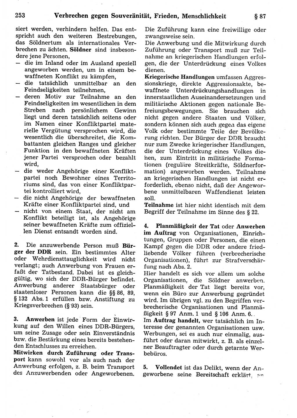Strafrecht der Deutschen Demokratischen Republik (DDR), Kommentar zum Strafgesetzbuch (StGB) 1987, Seite 253 (Strafr. DDR Komm. StGB 1987, S. 253)