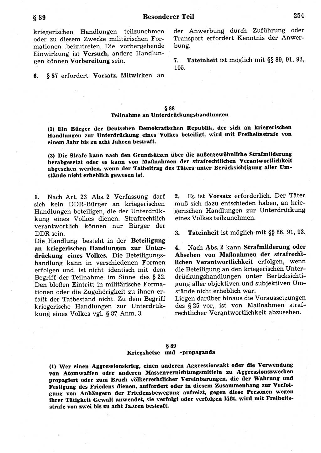 Strafrecht der Deutschen Demokratischen Republik (DDR), Kommentar zum Strafgesetzbuch (StGB) 1987, Seite 254 (Strafr. DDR Komm. StGB 1987, S. 254)