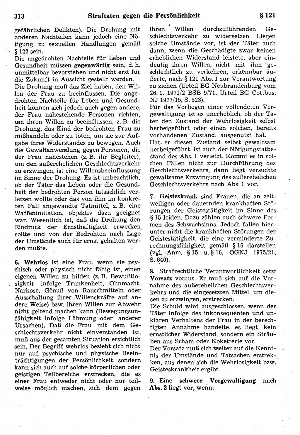 Strafrecht der Deutschen Demokratischen Republik (DDR), Kommentar zum Strafgesetzbuch (StGB) 1987, Seite 313 (Strafr. DDR Komm. StGB 1987, S. 313)