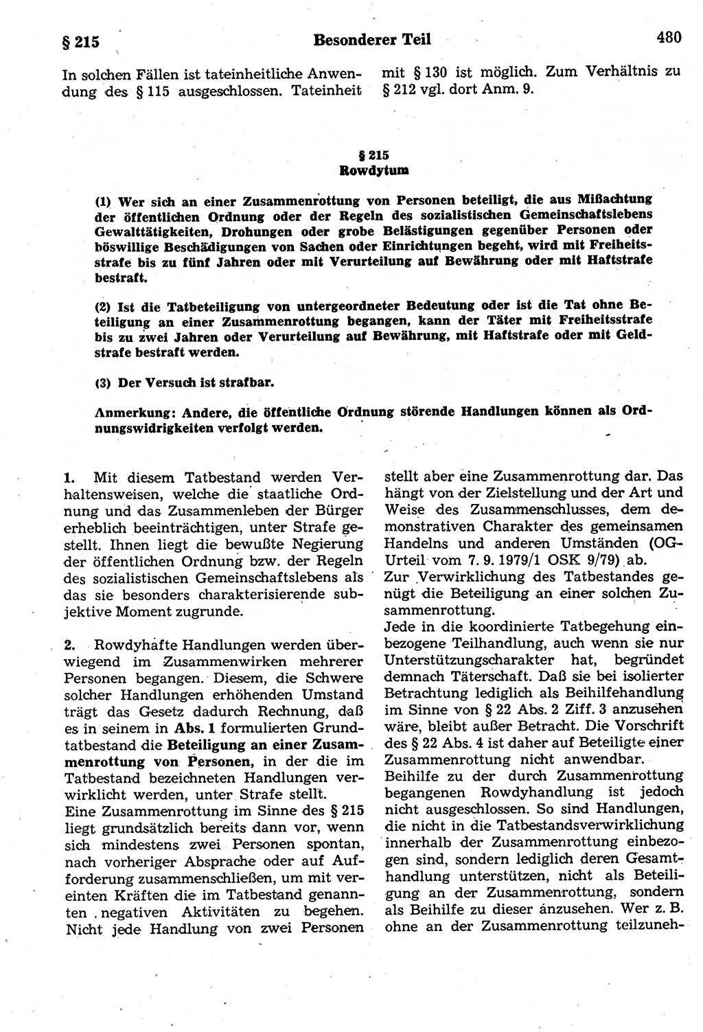 Strafrecht der Deutschen Demokratischen Republik (DDR), Kommentar zum Strafgesetzbuch (StGB) 1987, Seite 480 (Strafr. DDR Komm. StGB 1987, S. 480)