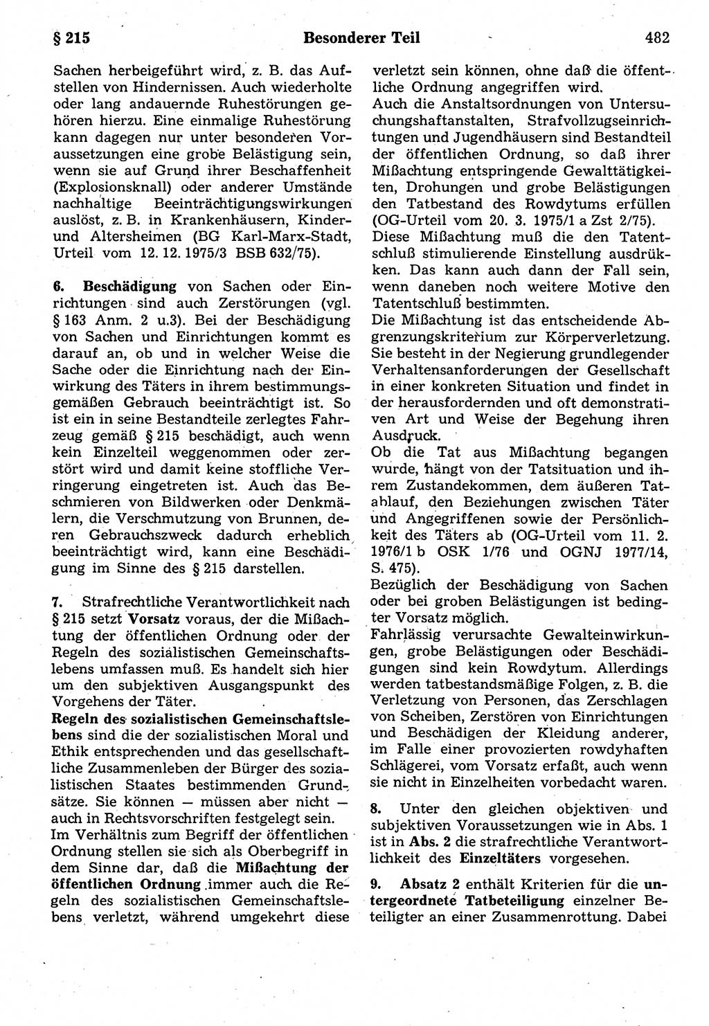 Strafrecht der Deutschen Demokratischen Republik (DDR), Kommentar zum Strafgesetzbuch (StGB) 1987, Seite 482 (Strafr. DDR Komm. StGB 1987, S. 482)