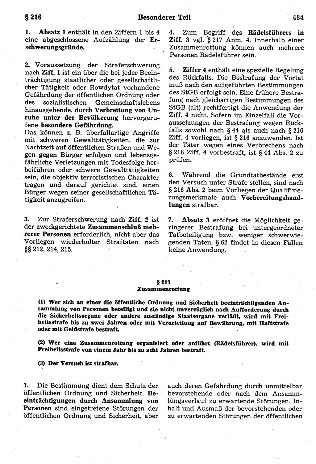 Strafrecht der Deutschen Demokratischen Republik (DDR), Kommentar zum Strafgesetzbuch (StGB) 1987, Seite 484 (Strafr. DDR Komm. StGB 1987, S. 484)